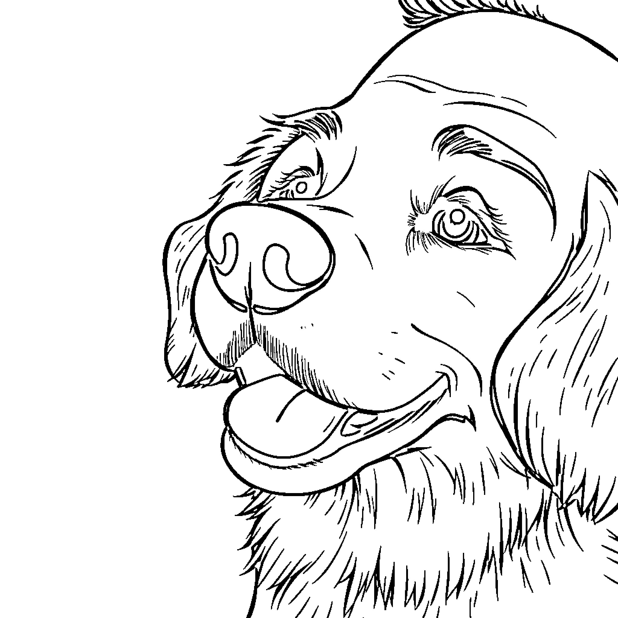 Dog with an expressive face Coloring Page (free black-and-white line drawing printable PDF for all, from beginners to advanced learners, including children, teens, adults, and seniors)