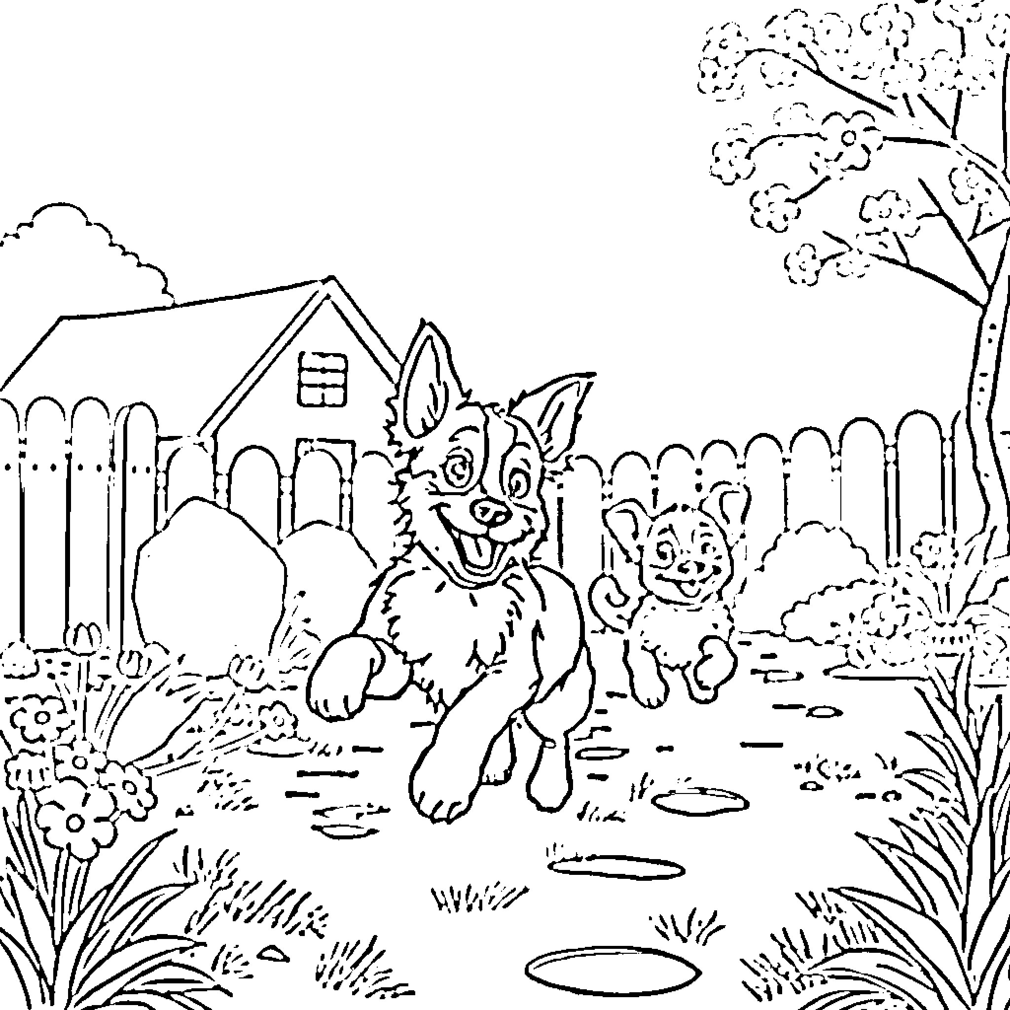 Bluey's Outdoor Adventure Coloring Page (free black-and-white line drawing printable PDF for all, from beginners to advanced learners, including children, teens, adults, and seniors)