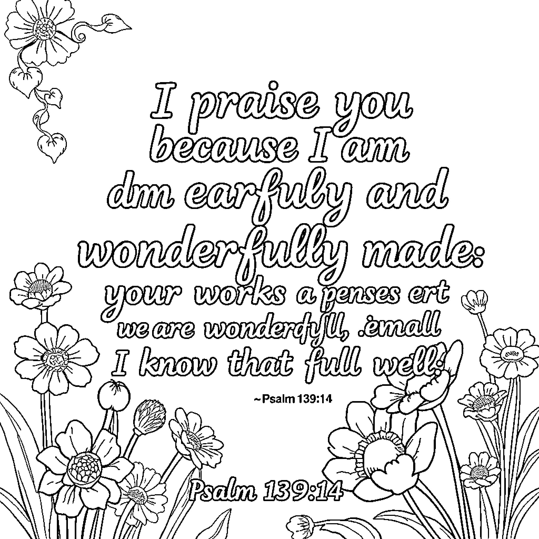 Psalm of Praise for God's Wonderful Works Coloring Page (free black-and-white line drawing printable PDF for all, from beginners to advanced learners, including children, teens, adults, and seniors)
