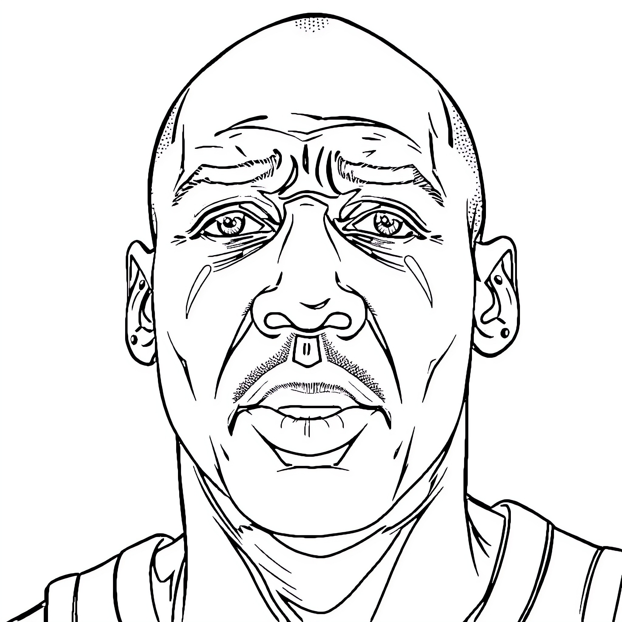 Michael Jordan's Iconic Basketball Portrait Coloring Page (free black-and-white line drawing printable PDF for all, from beginners to advanced learners, including children, teens, adults, and seniors)