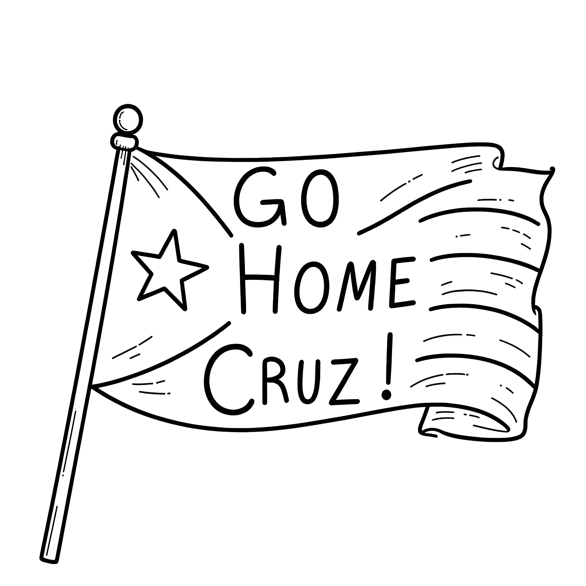 Banner of encouragement with flag Coloring Page (free black-and-white line drawing printable PDF for all, from beginners to advanced learners, including children, teens, adults, and seniors)