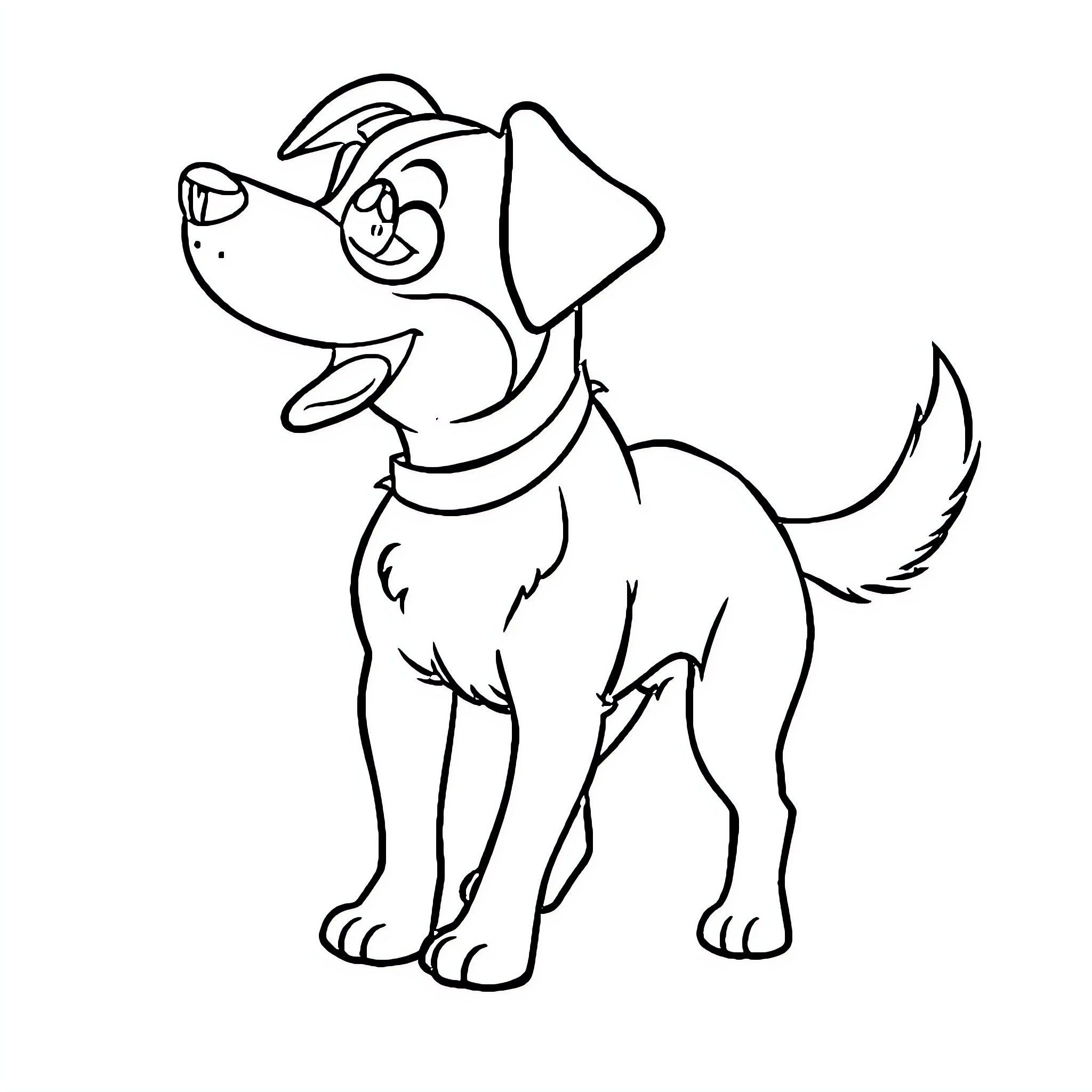 Animal cartoon dog in black and white Coloring Page (free black-and-white line drawing printable PDF for all, from beginners to advanced learners, including children, teens, adults, and seniors)