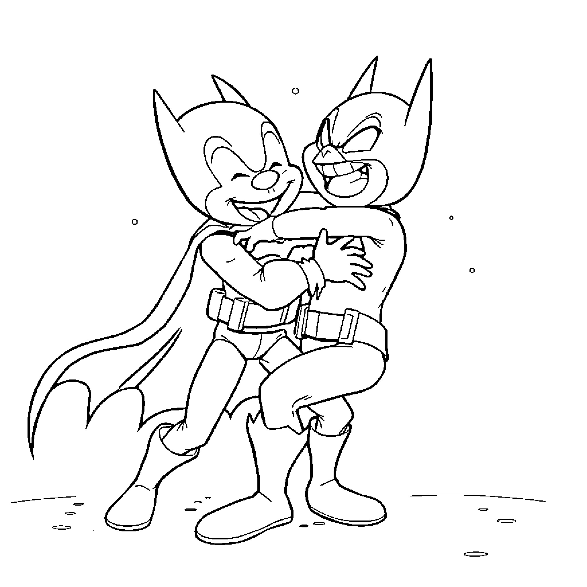 Bluey heroes enjoying a playful moment Coloring Page (free black-and-white line drawing printable PDF for all, from beginners to advanced learners, including children, teens, adults, and seniors)