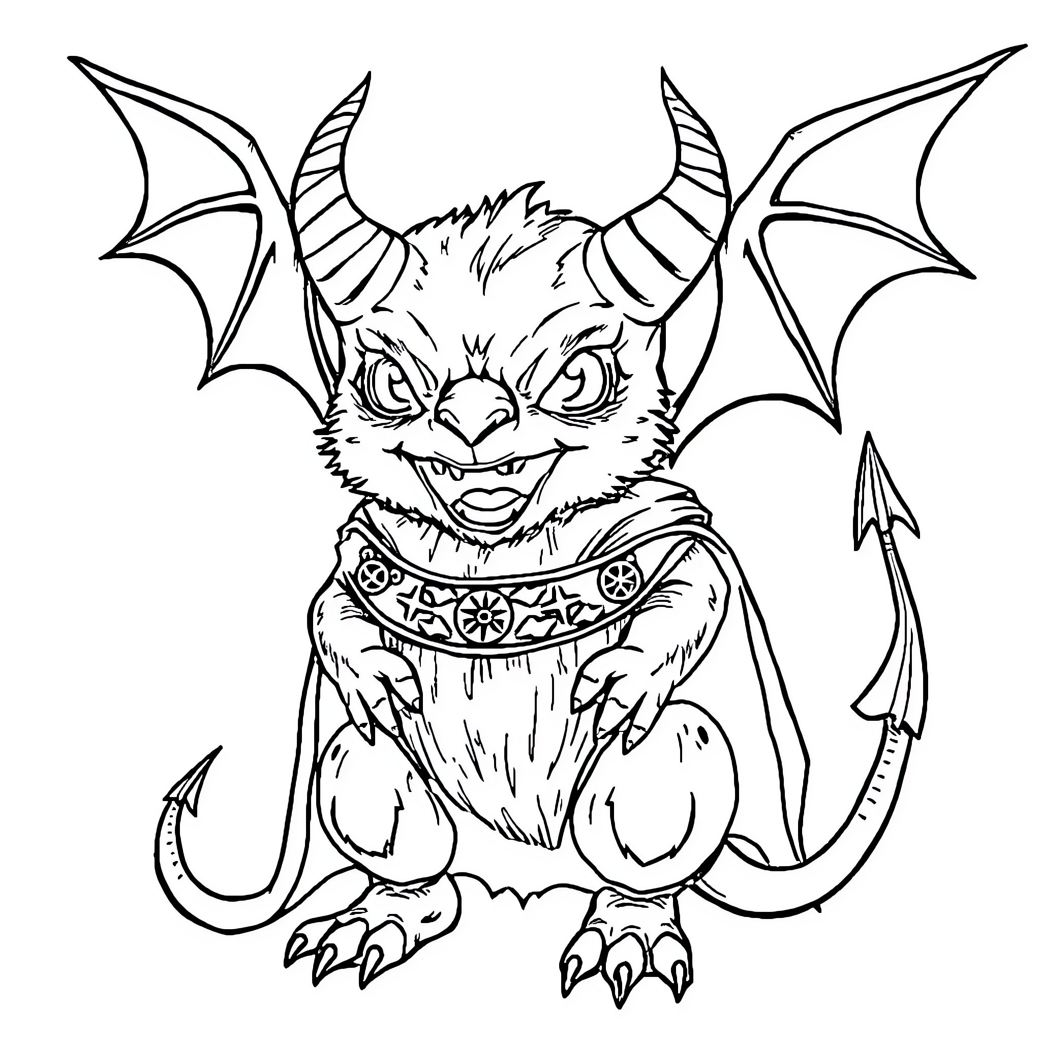 Labubu, the Mischievous Bat-Like Creature Coloring Page (free black-and-white line drawing printable PDF for all, from beginners to advanced learners, including children, teens, adults, and seniors)