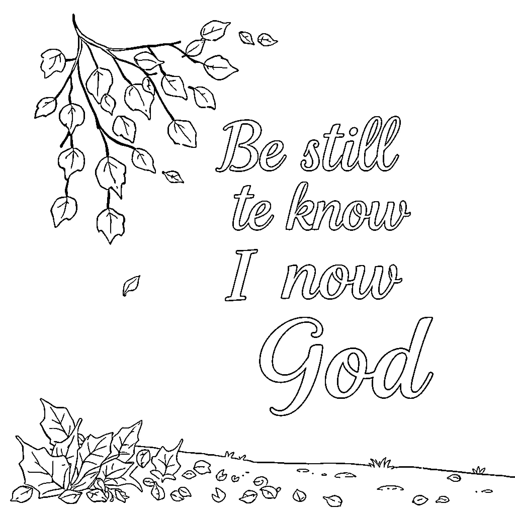 Fall Reflective Moment with Inspirational Phrase Coloring Page (free black-and-white line drawing printable PDF for all, from beginners to advanced learners, including children, teens, adults, and seniors)