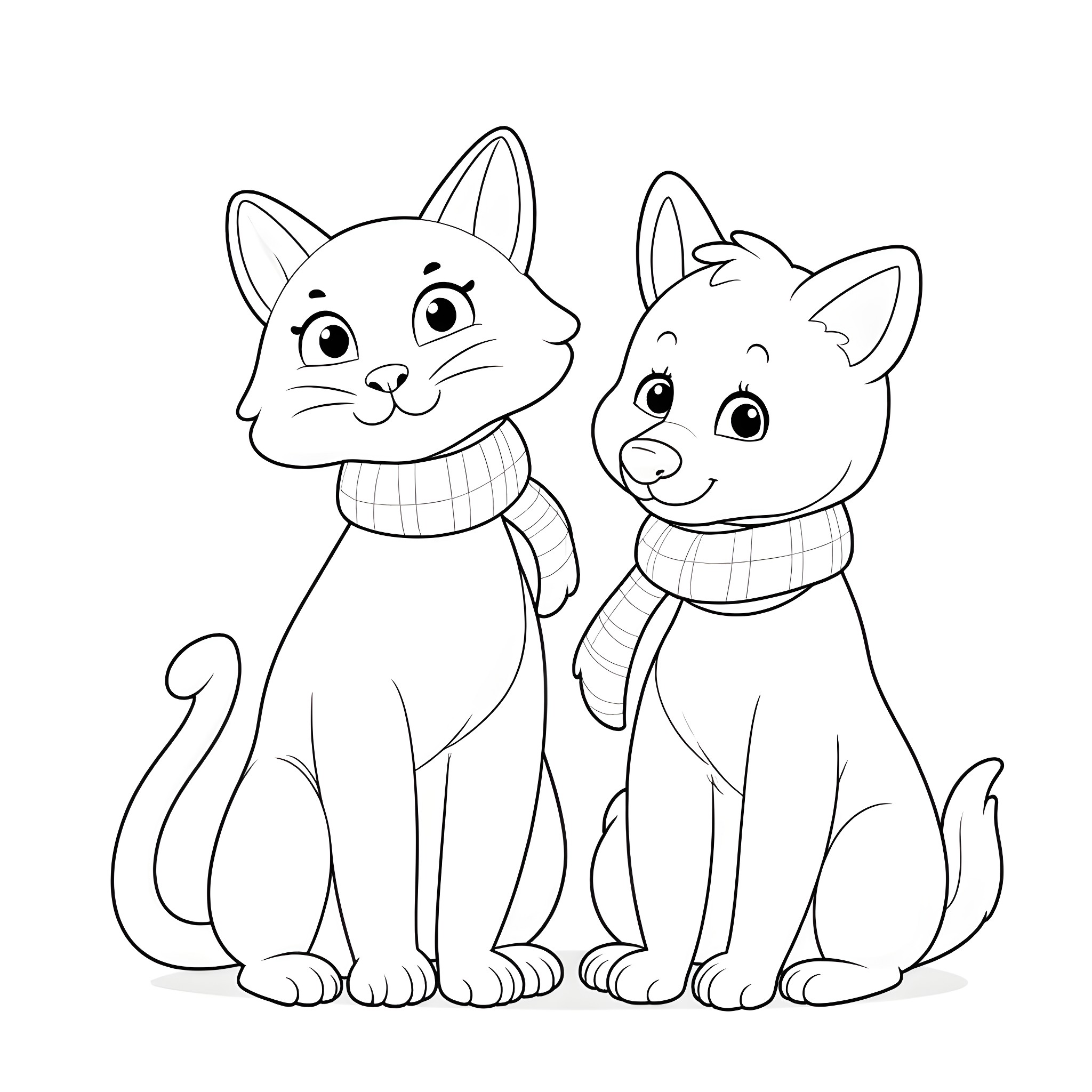 Mercat friends enjoying the day together Coloring Page (free black-and-white line drawing printable PDF for all, from beginners to advanced learners, including children, teens, adults, and seniors)