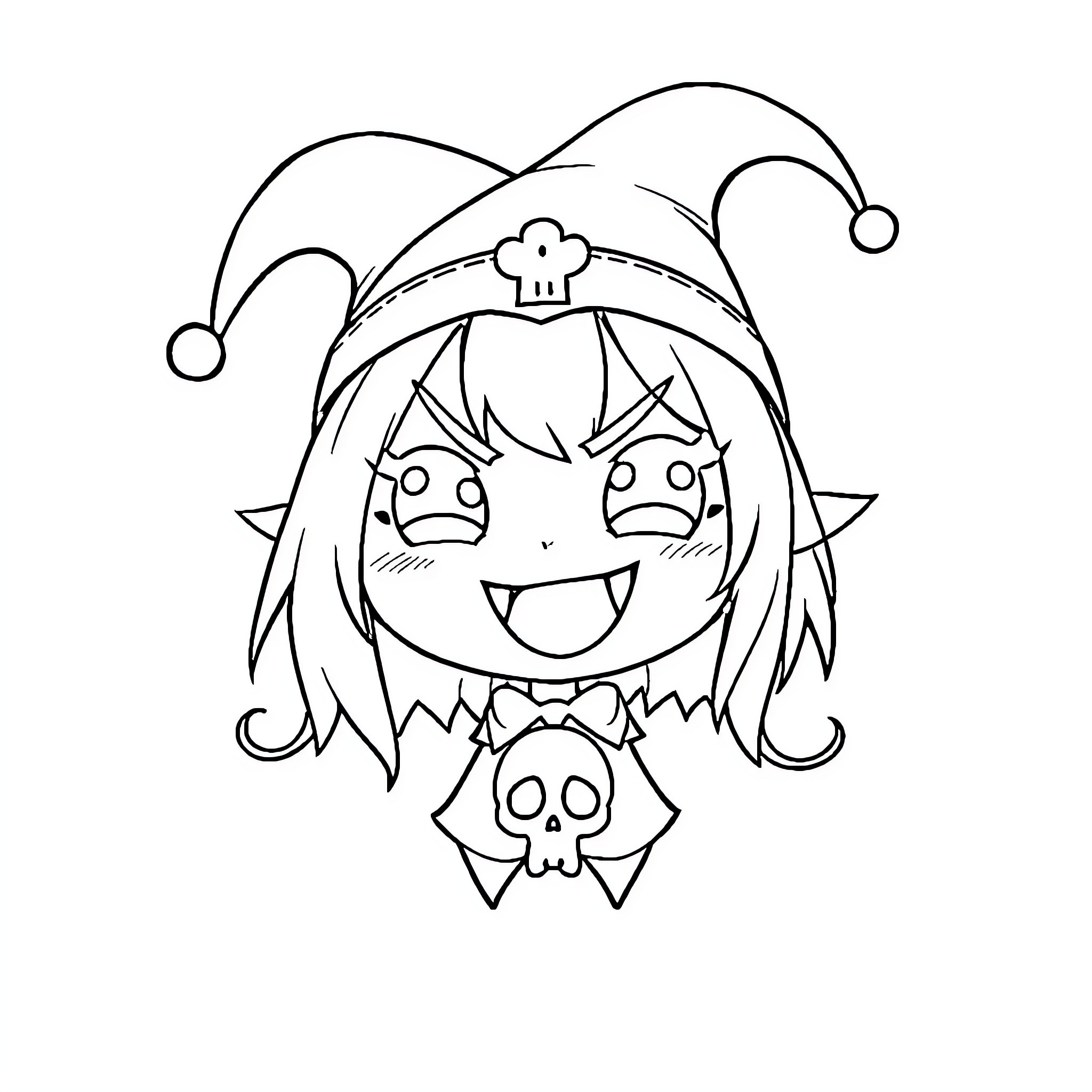 Kuromi's Mischievous and Playful Expression Coloring Page (free black-and-white line drawing printable PDF for all, from beginners to advanced learners, including children, teens, adults, and seniors)