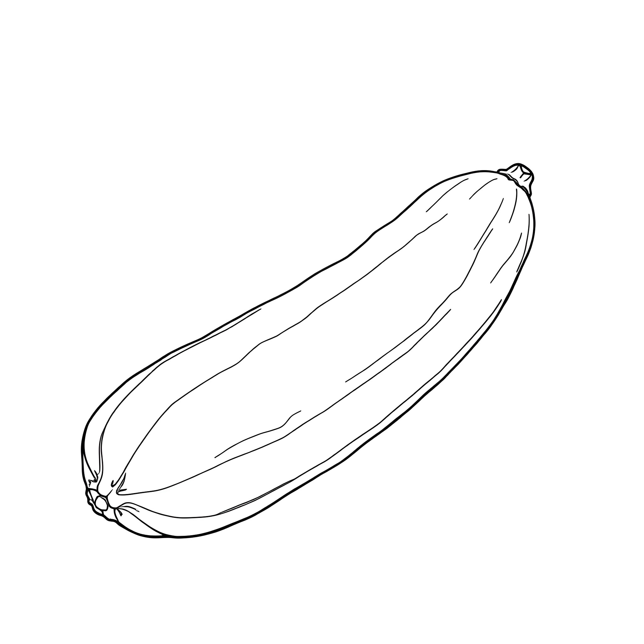 Cucumber in simple outline Coloring Page (free black-and-white line drawing printable PDF for all, from beginners to advanced learners, including children, teens, adults, and seniors)