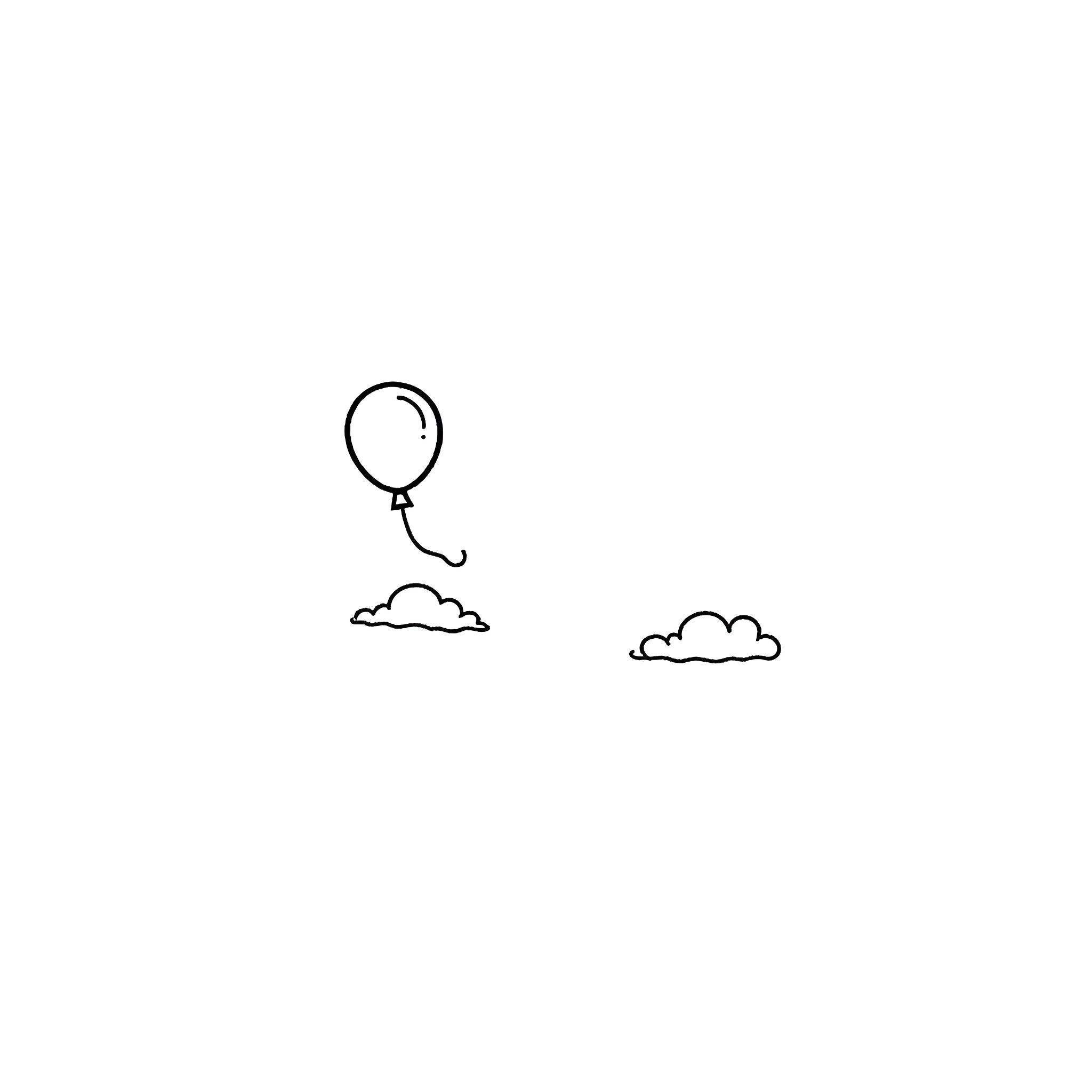 Balloon floating in the sky Coloring Page (free black-and-white line drawing printable PDF for all, from beginners to advanced learners, including children, teens, adults, and seniors)