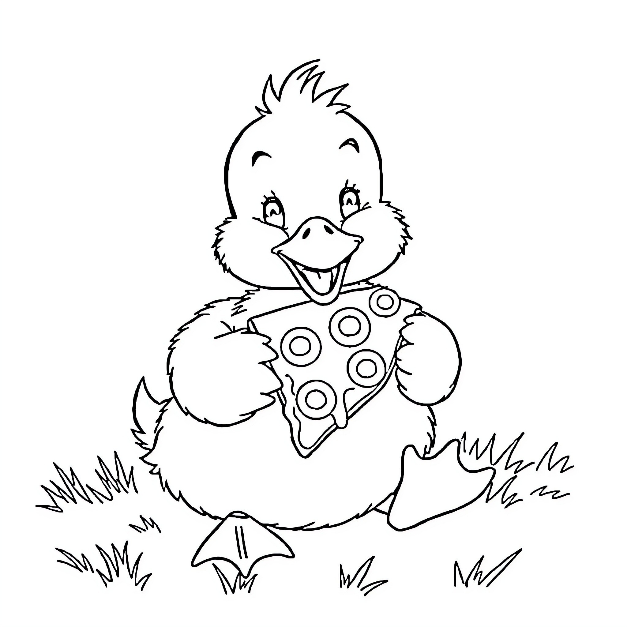 Duck wearing a polka dot bowtie Coloring Page (free black-and-white line drawing printable PDF for all, from beginners to advanced learners, including children, teens, adults, and seniors)