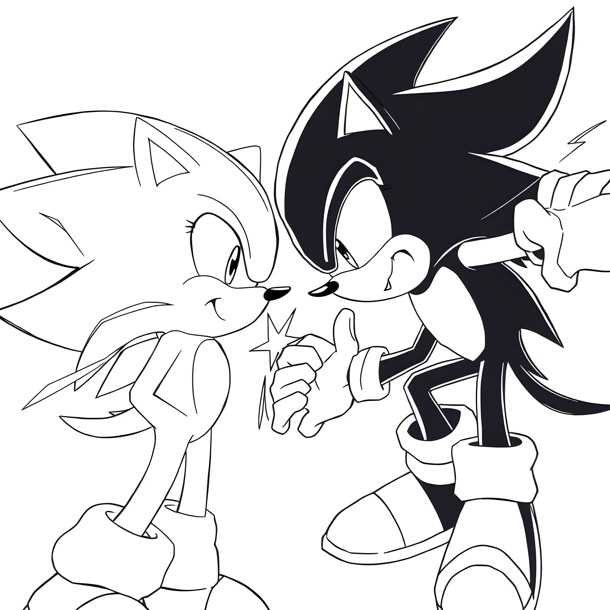 Shadow Heroes Fighting Courageously Coloring Page (free black-and-white line drawing printable PDF for all, from beginners to advanced learners, including children, teens, adults, and seniors)