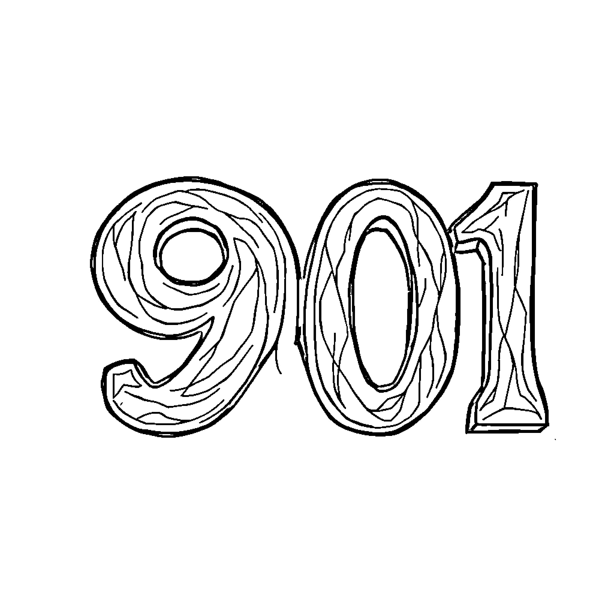 901 Wavy, Abstract Numeric Design Coloring Page (free black-and-white line drawing printable PDF for all, from beginners to advanced learners, including children, teens, adults, and seniors)