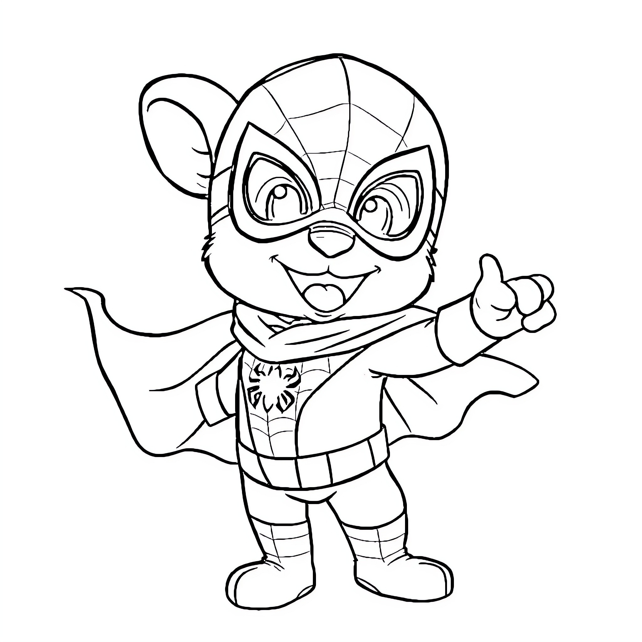 Bluey as a superhero striking a pose Coloring Page (free black-and-white line drawing printable PDF for all, from beginners to advanced learners, including children, teens, adults, and seniors)