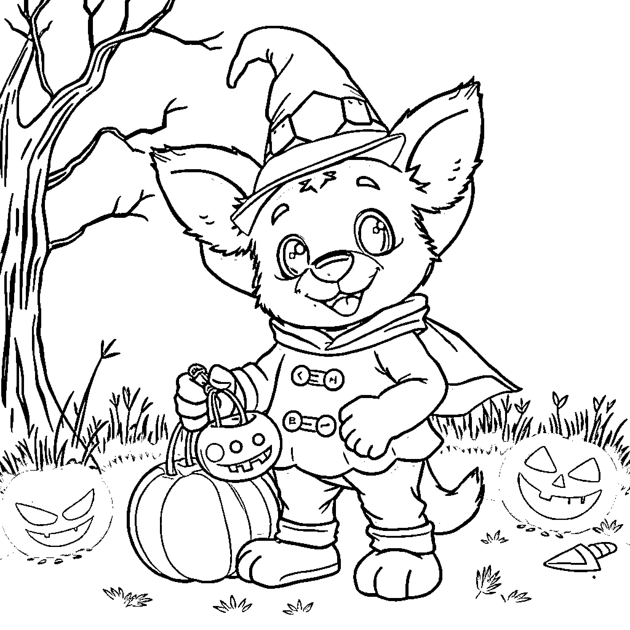 Bluey's Autumn Adventure Coloring Page (free black-and-white line drawing printable PDF for all, from beginners to advanced learners, including children, teens, adults, and seniors)