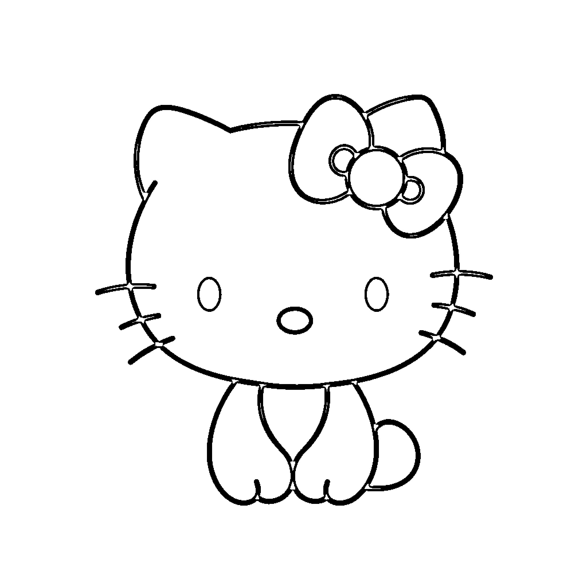 Hello Kitty smiling and waving happily Coloring Page (free black-and-white line drawing printable PDF for all, from beginners to advanced learners, including children, teens, adults, and seniors)