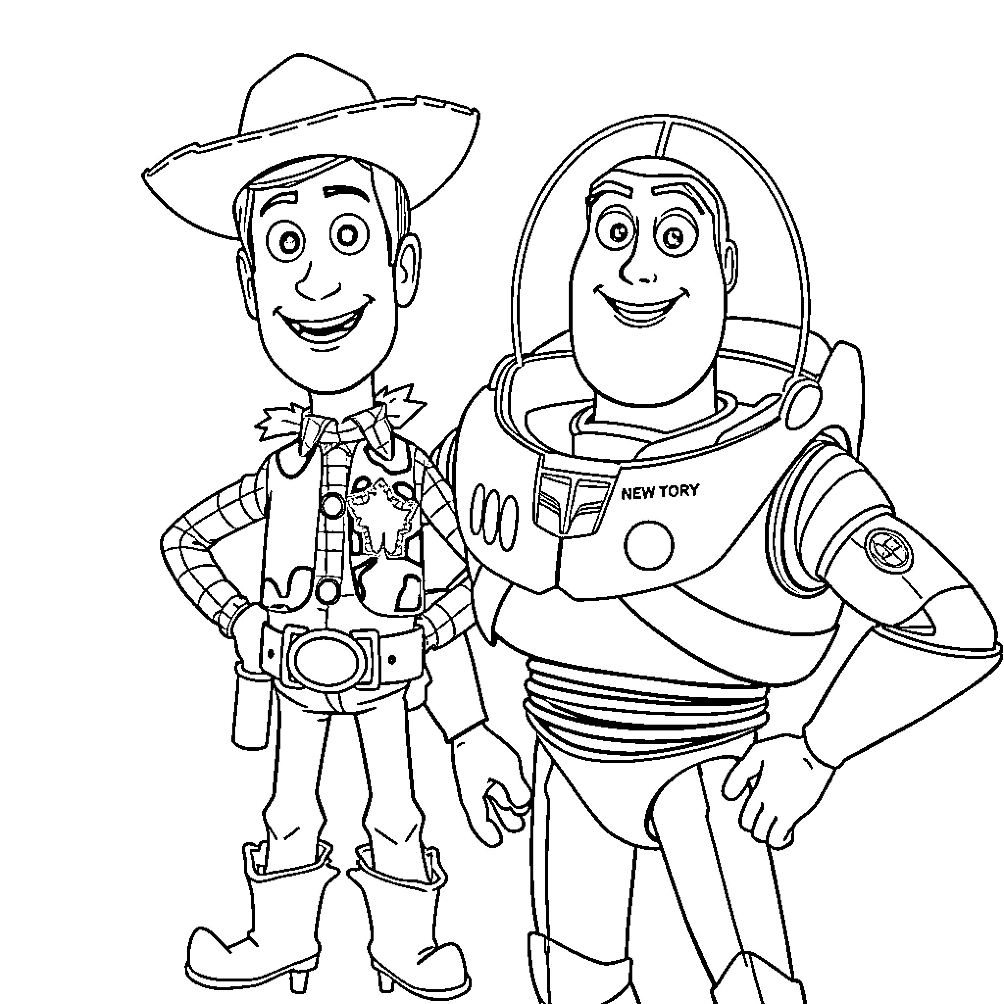 Toy Story Friends Posing Together Coloring Page (free black-and-white line drawing printable PDF for all, from beginners to advanced learners, including children, teens, adults, and seniors)