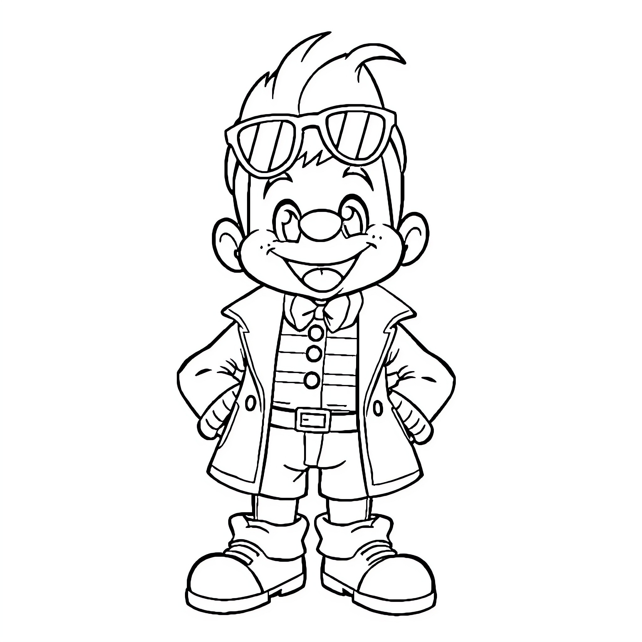 Dandy Character in Charming Attire and Eyewear Coloring Page (free black-and-white line drawing printable PDF for all, from beginners to advanced learners, including children, teens, adults, and seniors)