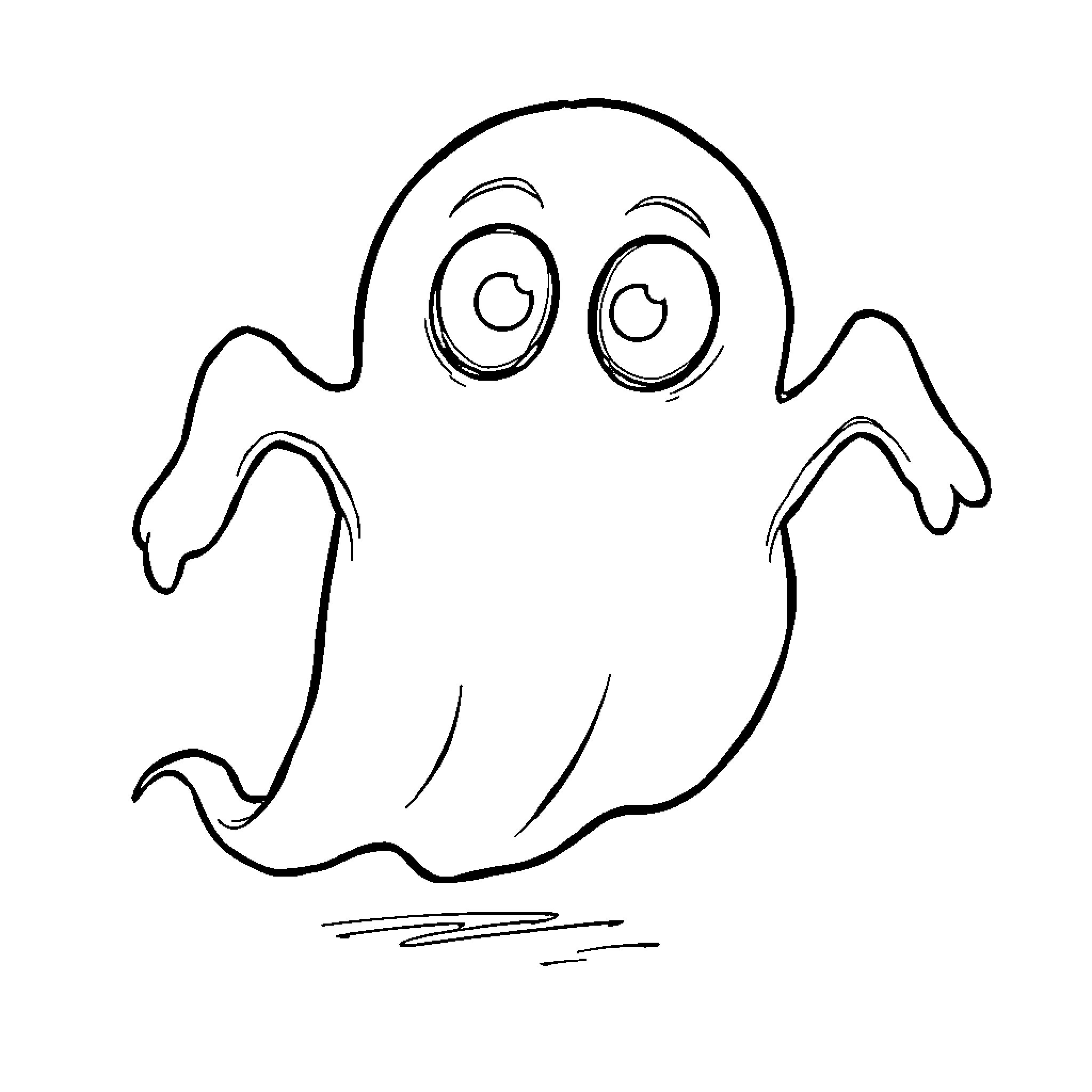 Ghost making a silly expression Coloring Page (free black-and-white line drawing printable PDF for all, from beginners to advanced learners, including children, teens, adults, and seniors)