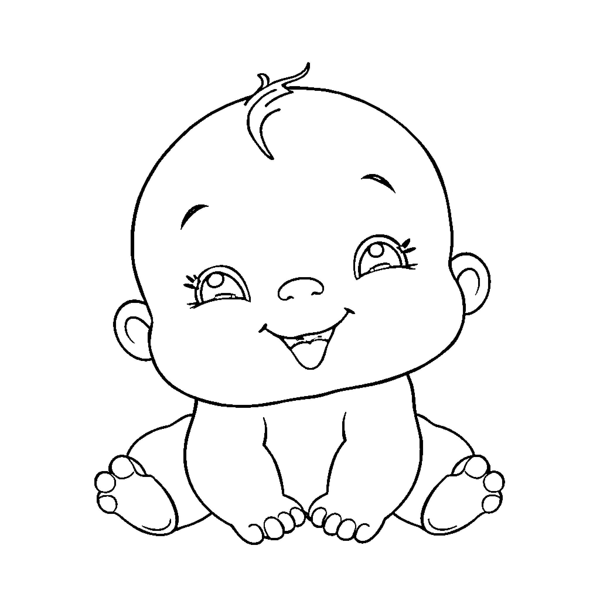 Sweet Pea's Playful Grin Coloring Page (free black-and-white line drawing printable PDF for all, from beginners to advanced learners, including children, teens, adults, and seniors)