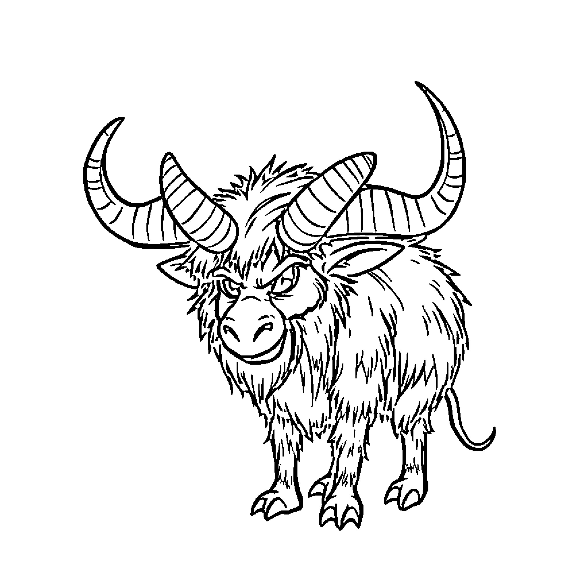 Krampus, the Mythical Horned Creature Coloring Page (free black-and-white line drawing printable PDF for all, from beginners to advanced learners, including children, teens, adults, and seniors)