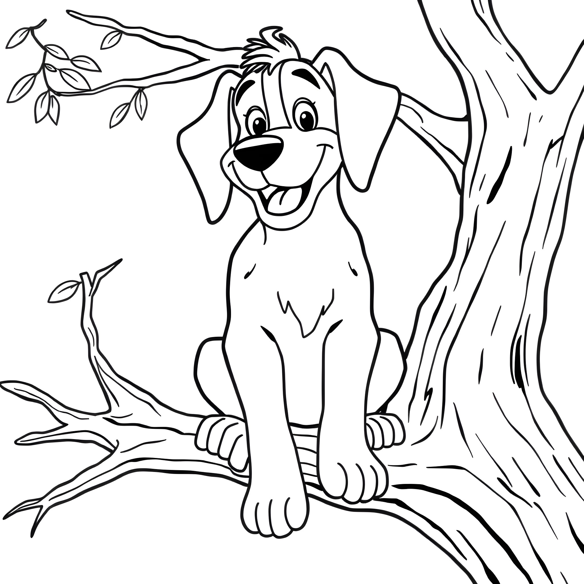 Huckleberry Hound's Joyful Adventure in the Outdoors Coloring Page (free black-and-white line drawing printable PDF for all, from beginners to advanced learners, including children, teens, adults, and seniors)