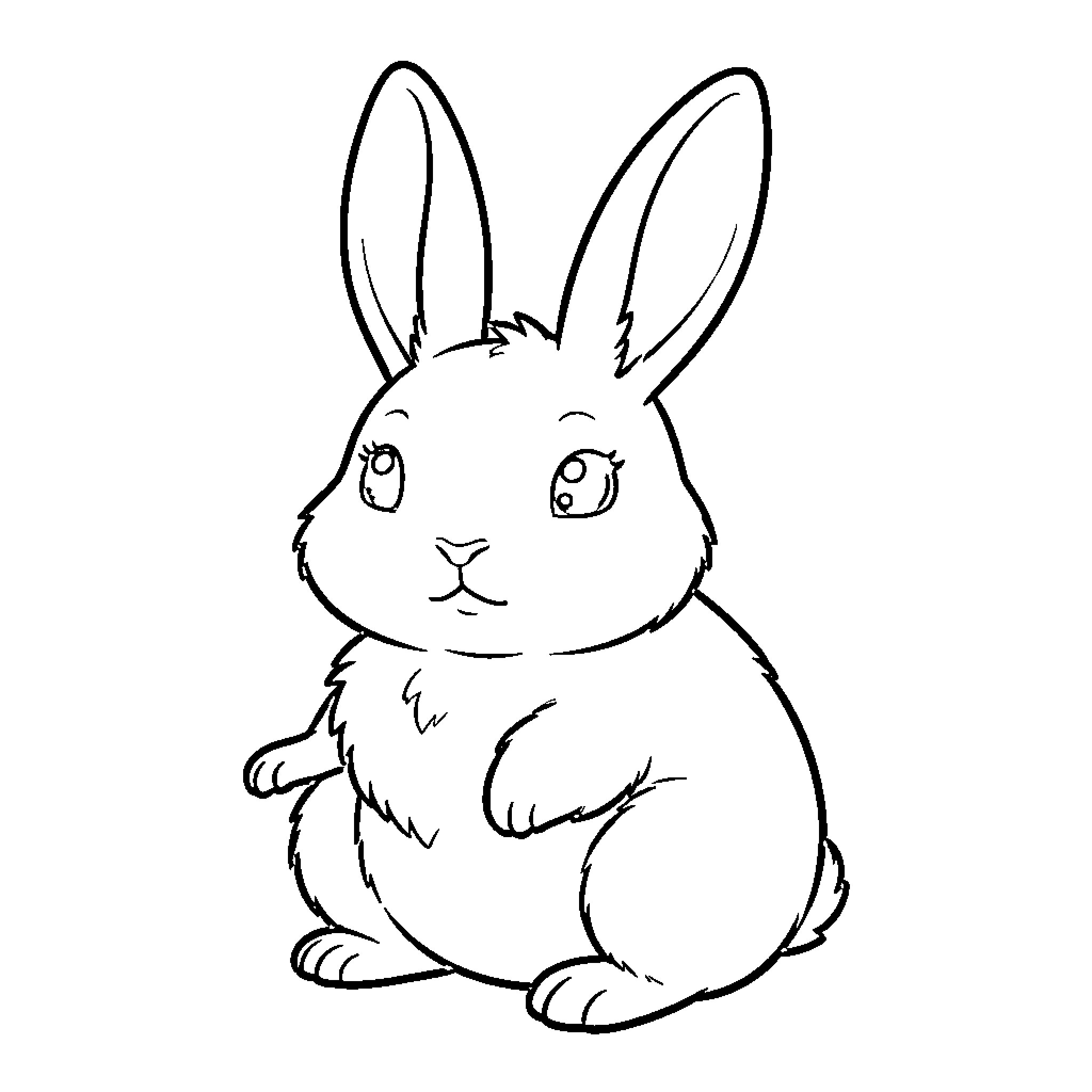 Harry the Playful Bunny Coloring Page (free black-and-white line drawing printable PDF for all, from beginners to advanced learners, including children, teens, adults, and seniors)