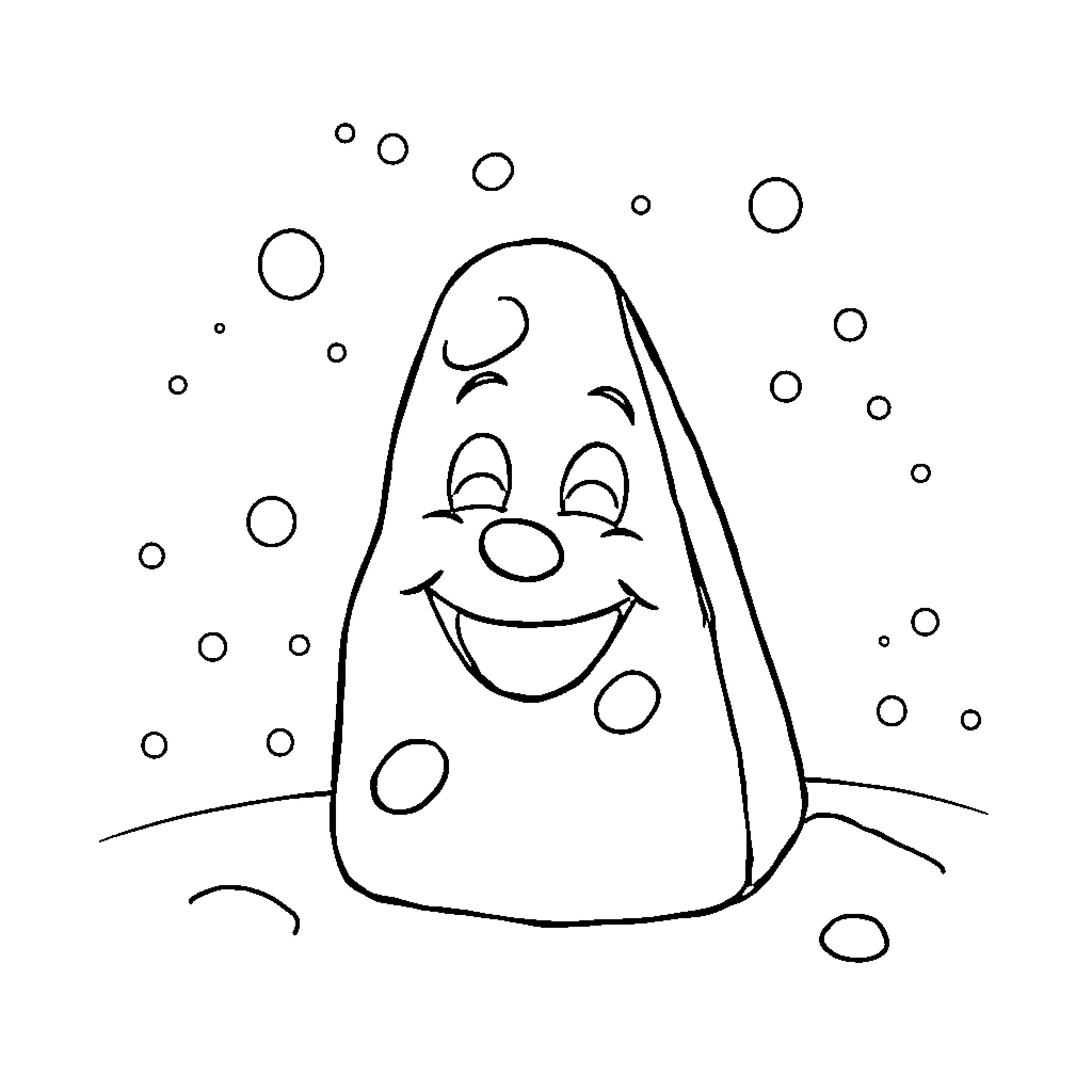 Cheese Man enjoying the bubbles Coloring Page (free black-and-white line drawing printable PDF for all, from beginners to advanced learners, including children, teens, adults, and seniors)