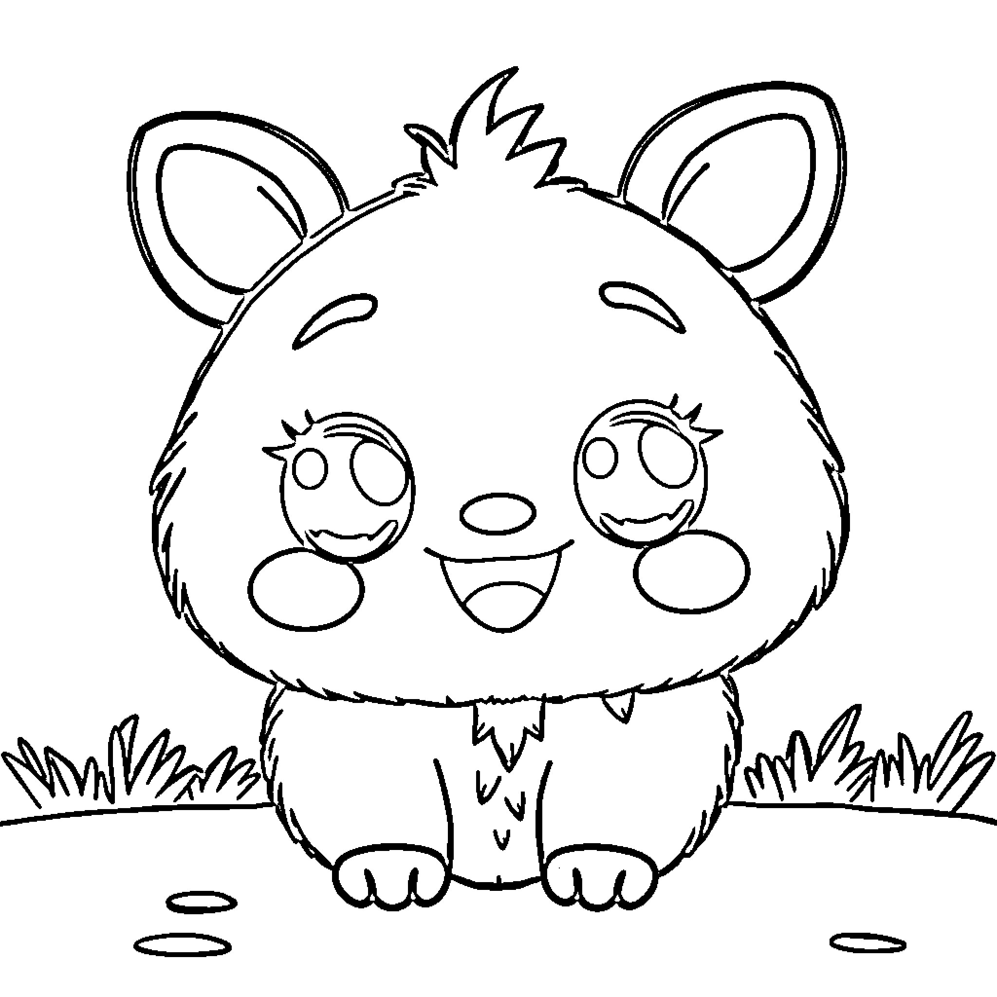 Labubu the Cute and Playful Creature Coloring Page (free black-and-white line drawing printable PDF for all, from beginners to advanced learners, including children, teens, adults, and seniors)