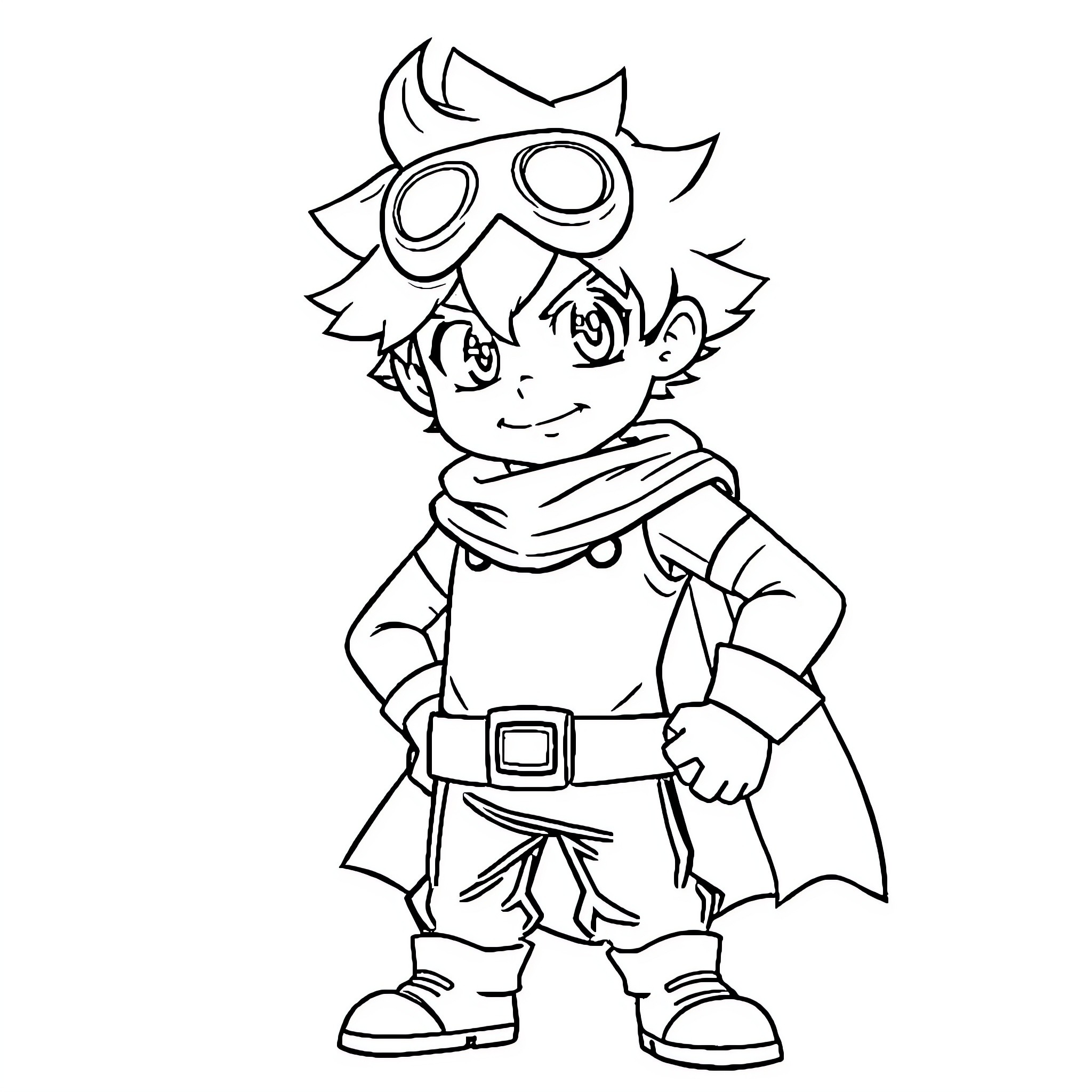 Deku in heroic costume with confident expression Coloring Page (free black-and-white line drawing printable PDF for all, from beginners to advanced learners, including children, teens, adults, and seniors)