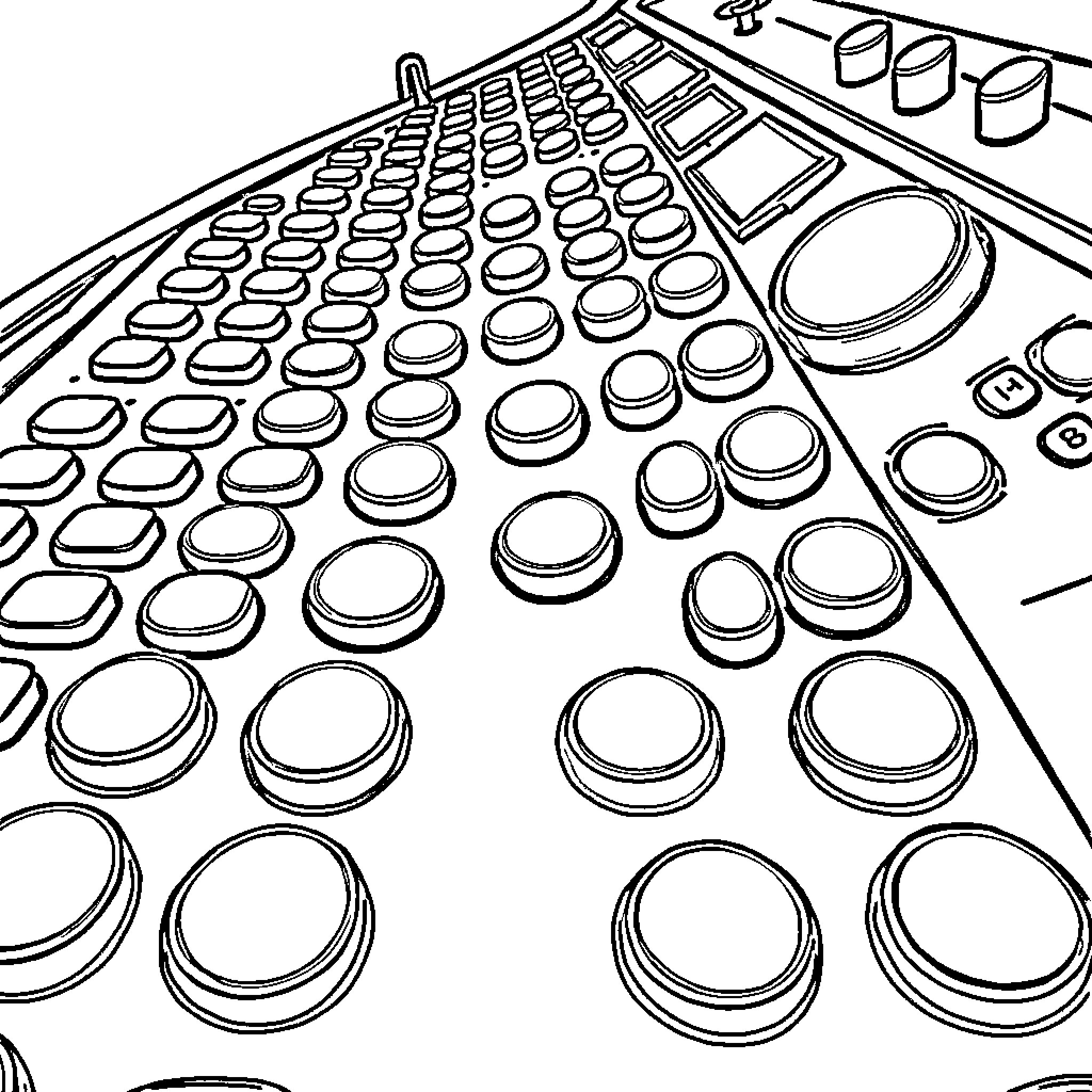 Control Panel with Various Switches and Buttons Coloring Page (free black-and-white line drawing printable PDF for all, from beginners to advanced learners, including children, teens, adults, and seniors)