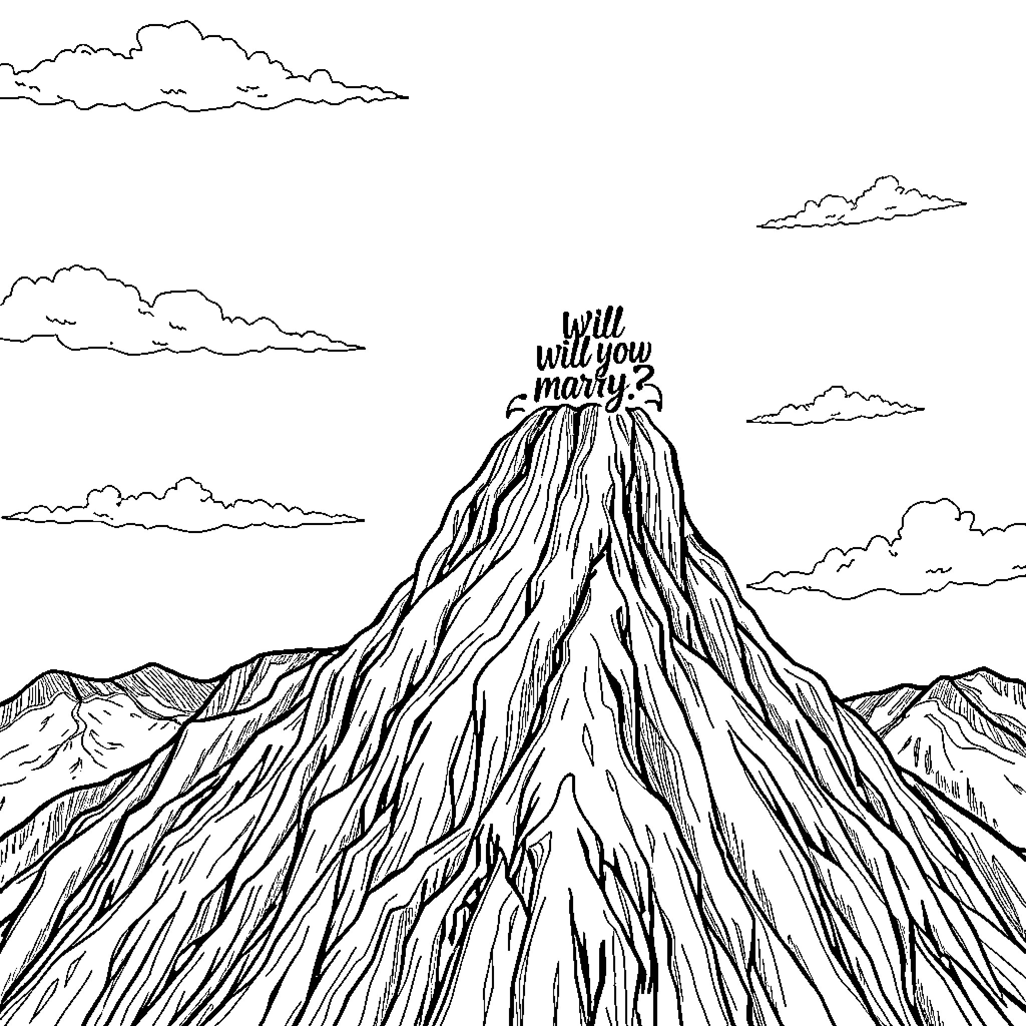 Pen y Fan Climbing Challenge Ahead Coloring Page (free black-and-white line drawing printable PDF for all, from beginners to advanced learners, including children, teens, adults, and seniors)