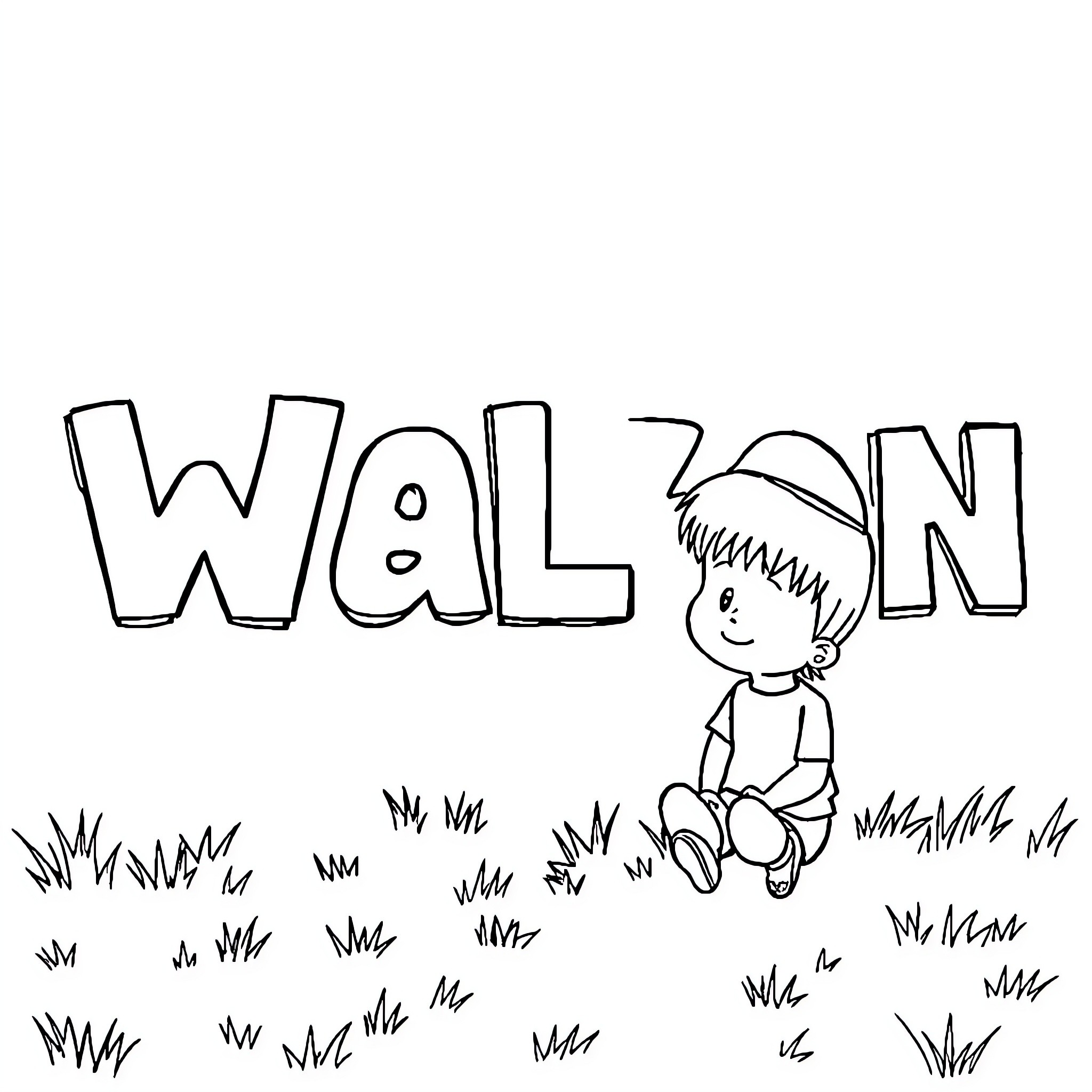 Boy sitting in the grass drawing Coloring Page (free black-and-white line drawing printable PDF for all, from beginners to advanced learners, including children, teens, adults, and seniors)