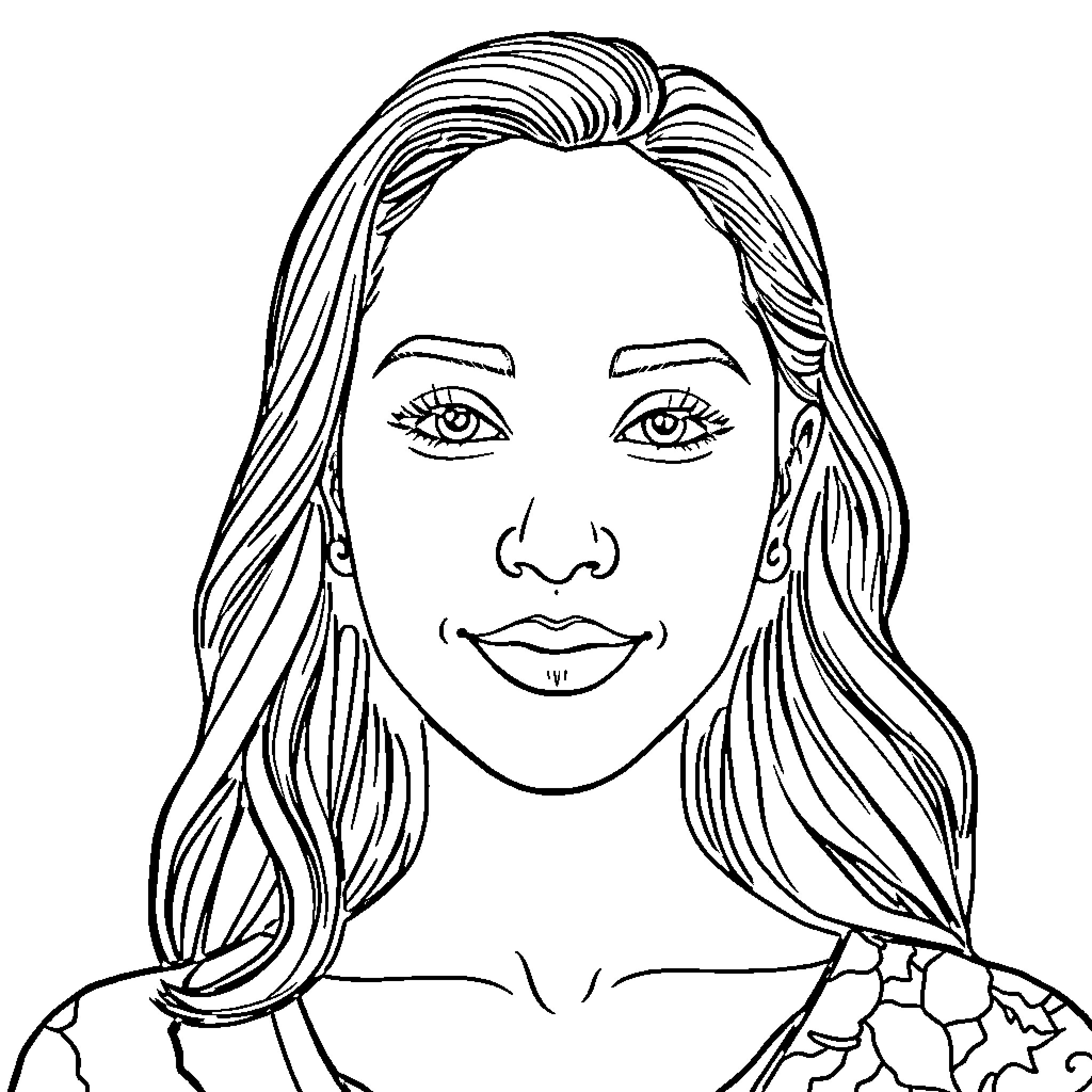 Mama's Radiant Smile Coloring Page (free black-and-white line drawing printable PDF for all, from beginners to advanced learners, including children, teens, adults, and seniors)