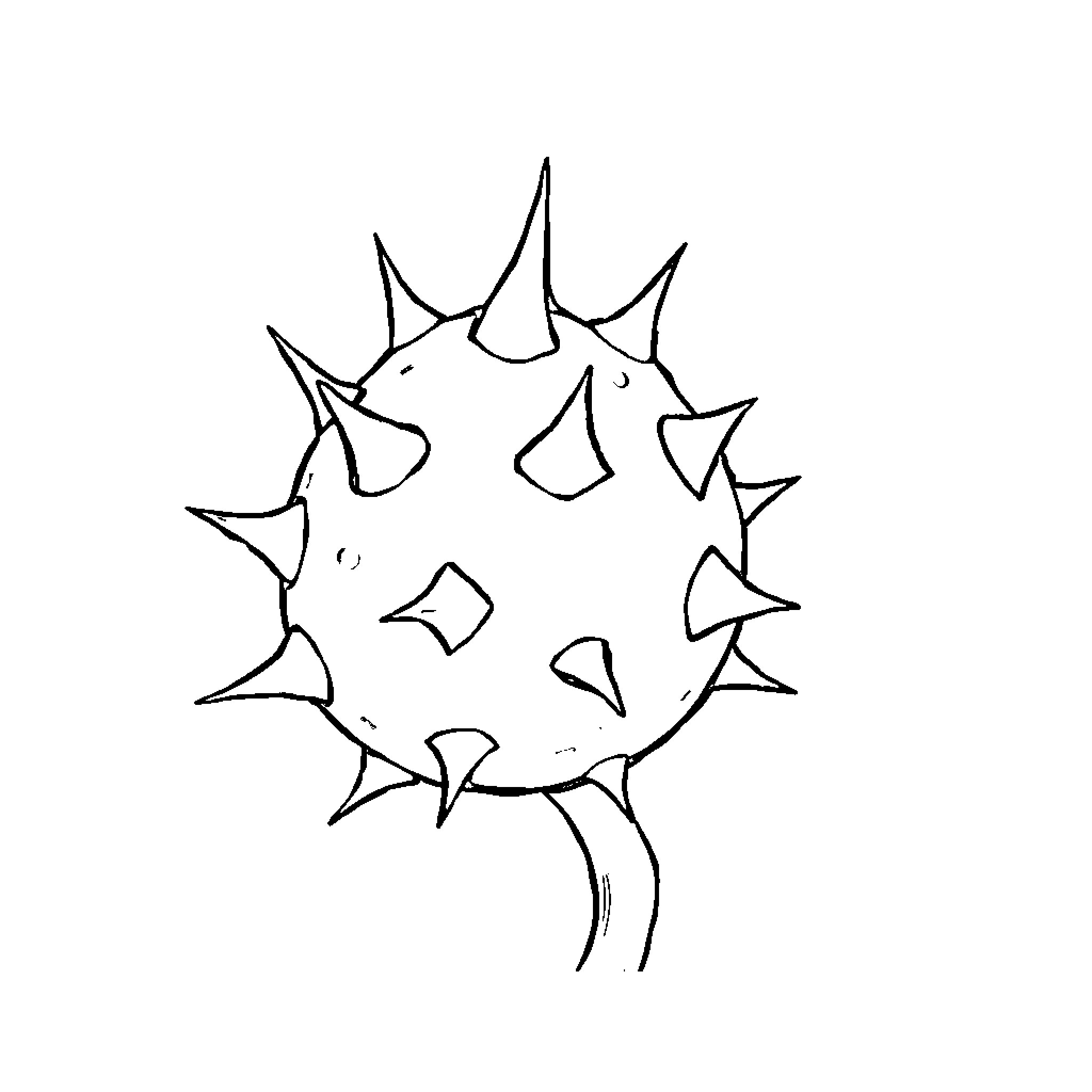 Thorn Plant with Spiky Leaves Coloring Page (free black-and-white line drawing printable PDF for all, from beginners to advanced learners, including children, teens, adults, and seniors)