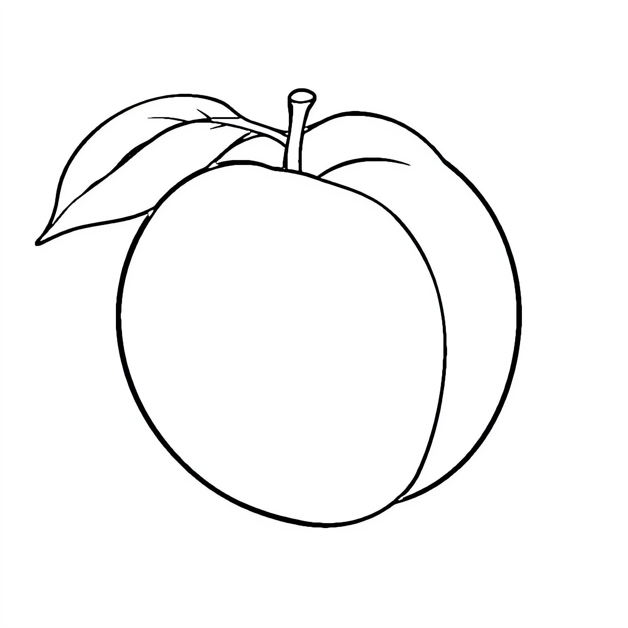 Peach in simple outline Coloring Page (free black-and-white line drawing printable PDF for all, from beginners to advanced learners, including children, teens, adults, and seniors)