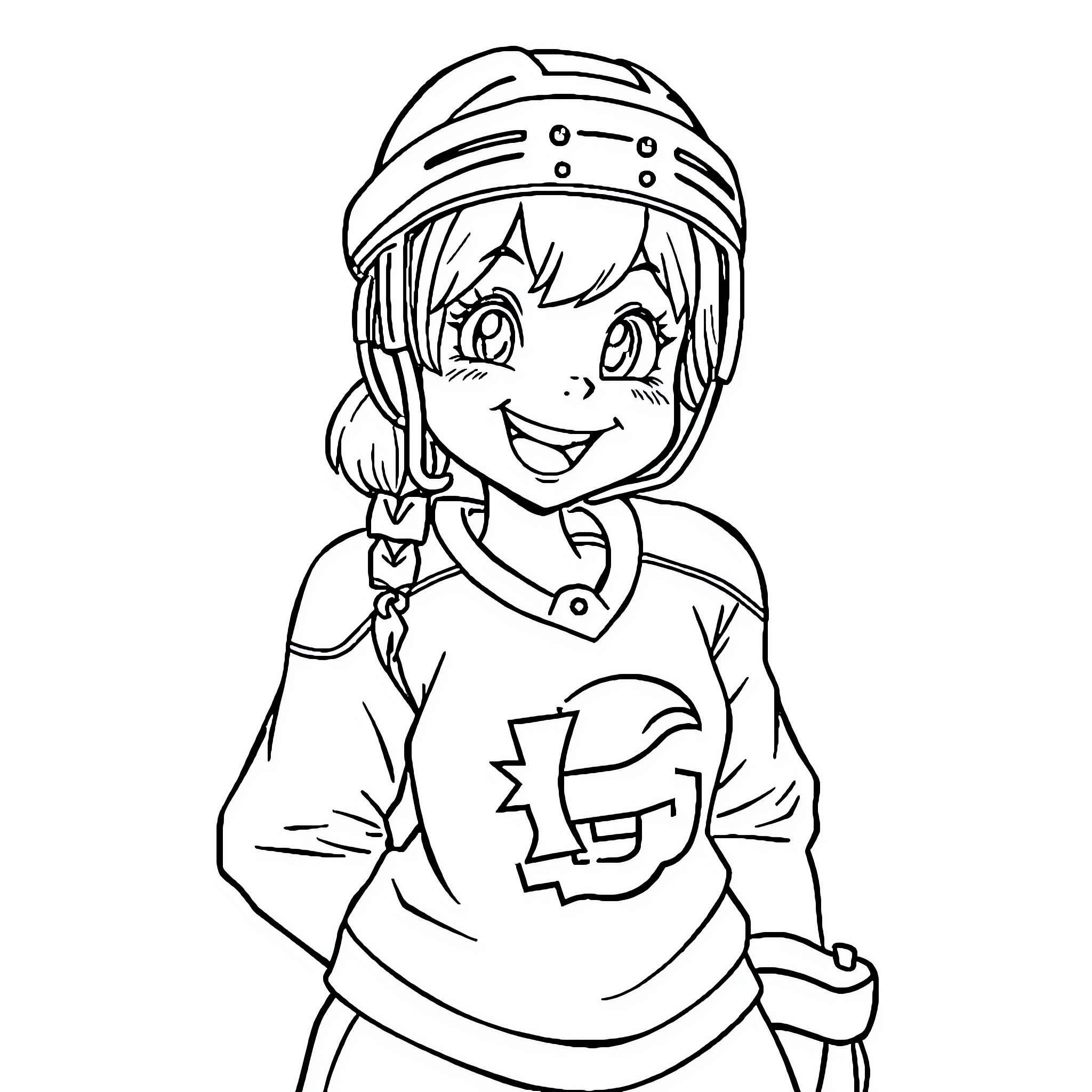 Labubu in a Playful Sports Outfit Coloring Page (free black-and-white line drawing printable PDF for all, from beginners to advanced learners, including children, teens, adults, and seniors)
