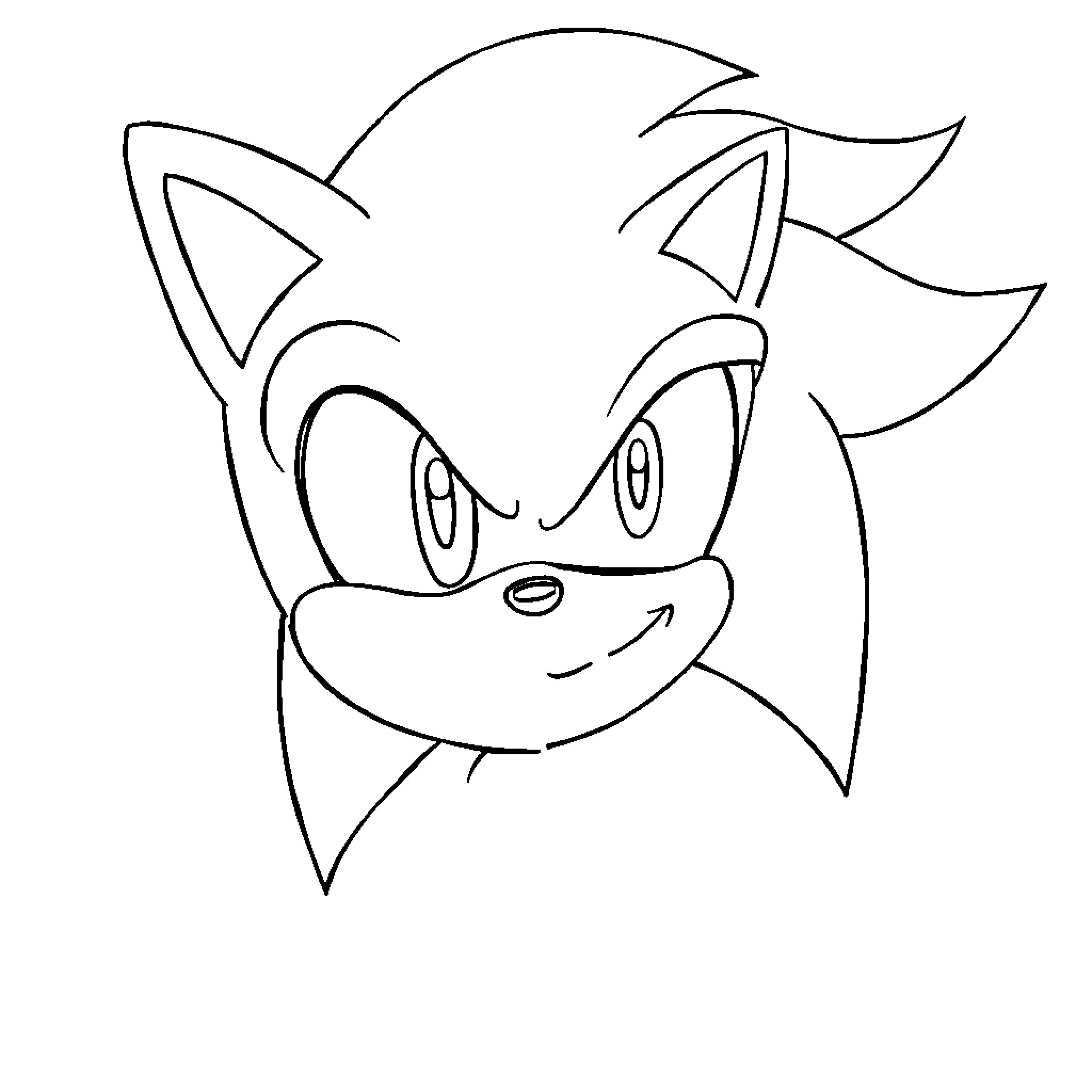 Sonic character in simple outline sketch Coloring Page (free black-and-white line drawing printable PDF for all, from beginners to advanced learners, including children, teens, adults, and seniors)