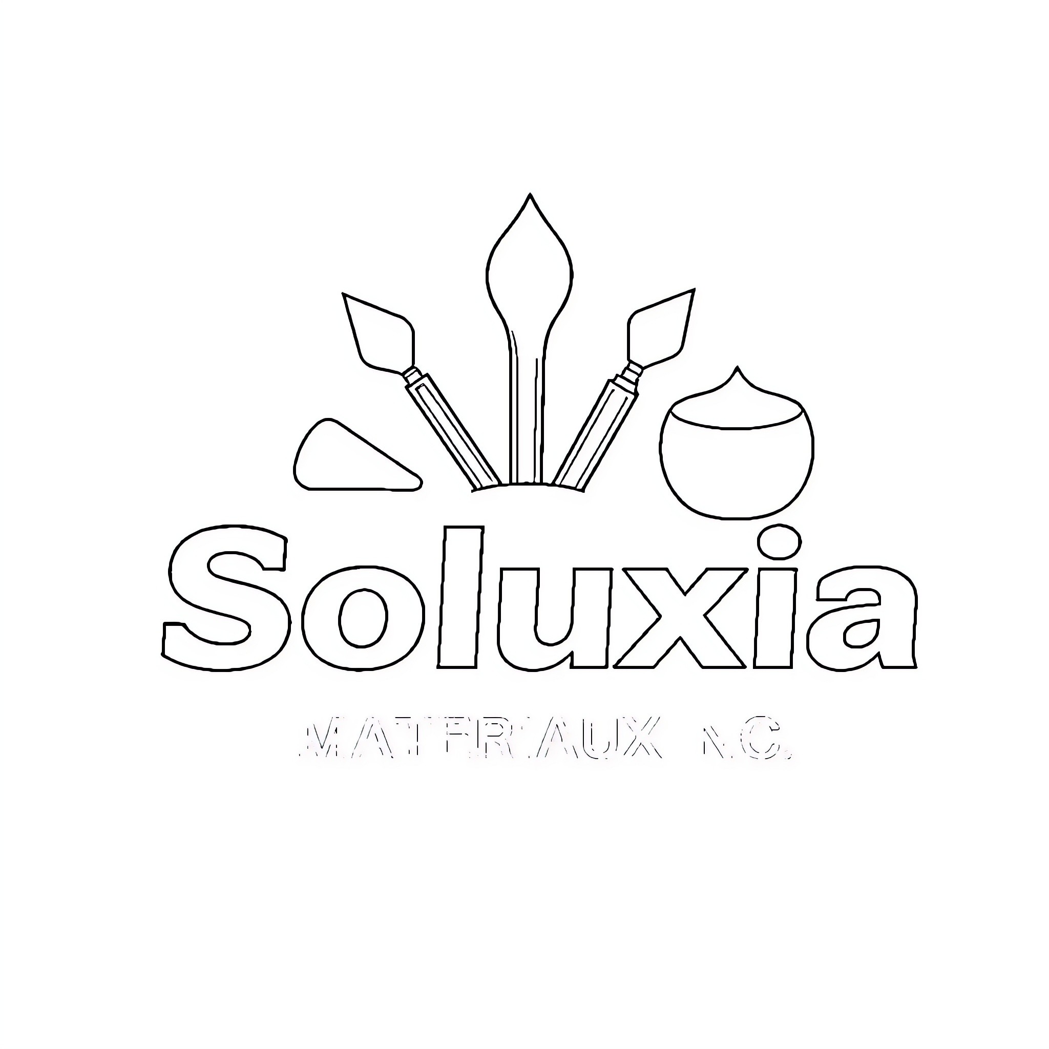 Logo for Soluxia Materials Company Coloring Page (free black-and-white line drawing printable PDF for all, from beginners to advanced learners, including children, teens, adults, and seniors)