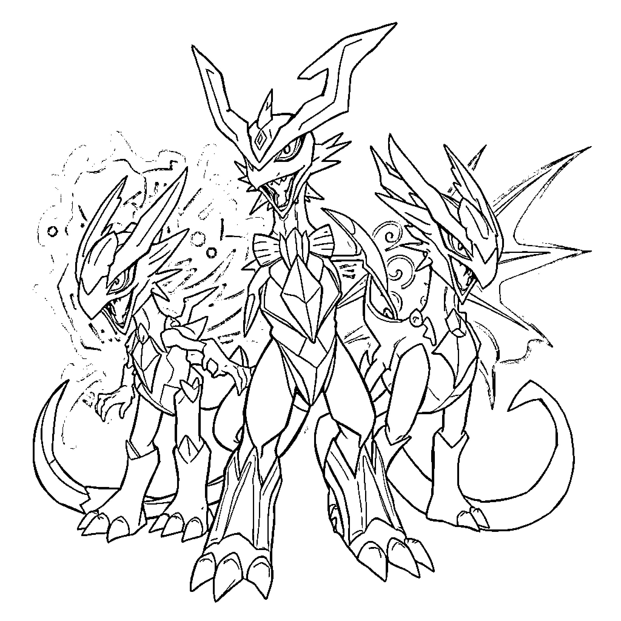 Digimon fierce digital monsters in battle Coloring Page (free black-and-white line drawing printable PDF for all, from beginners to advanced learners, including children, teens, adults, and seniors)