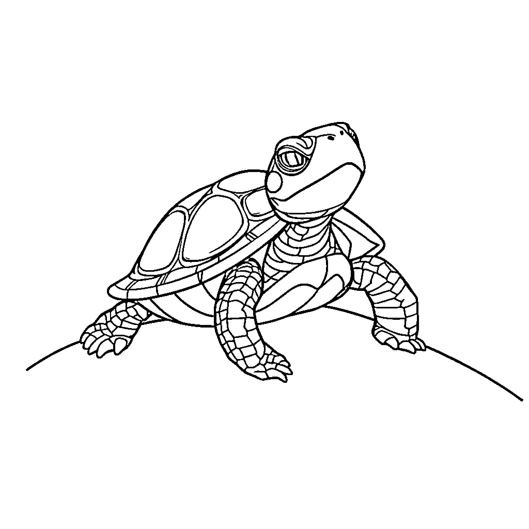 Turtle carrying its home Coloring Page (free black-and-white line drawing printable PDF for all, from beginners to advanced learners, including children, teens, adults, and seniors)