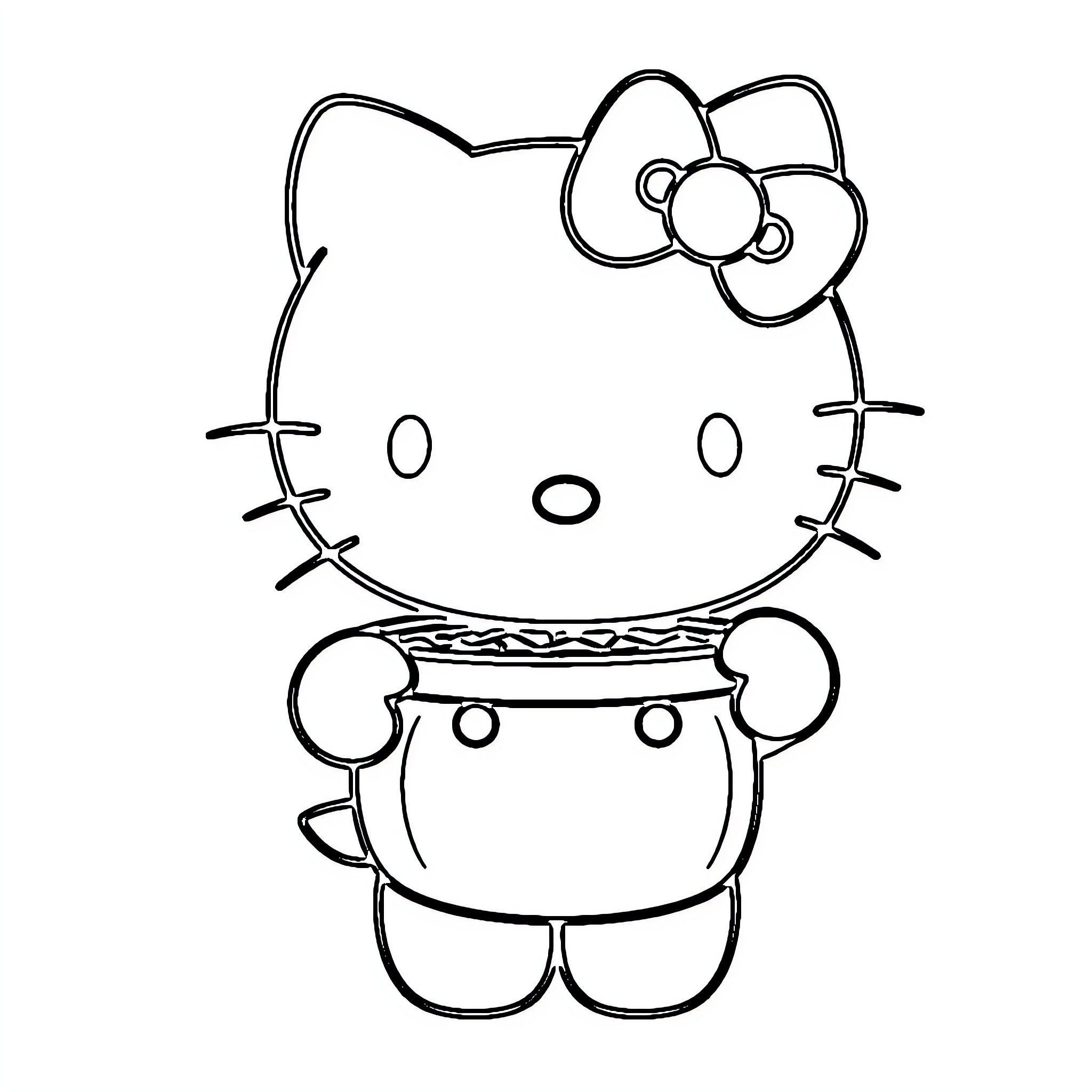 Hello Kitty Cooking in the Kitchen Coloring Page (free black-and-white line drawing printable PDF for all, from beginners to advanced learners, including children, teens, adults, and seniors)
