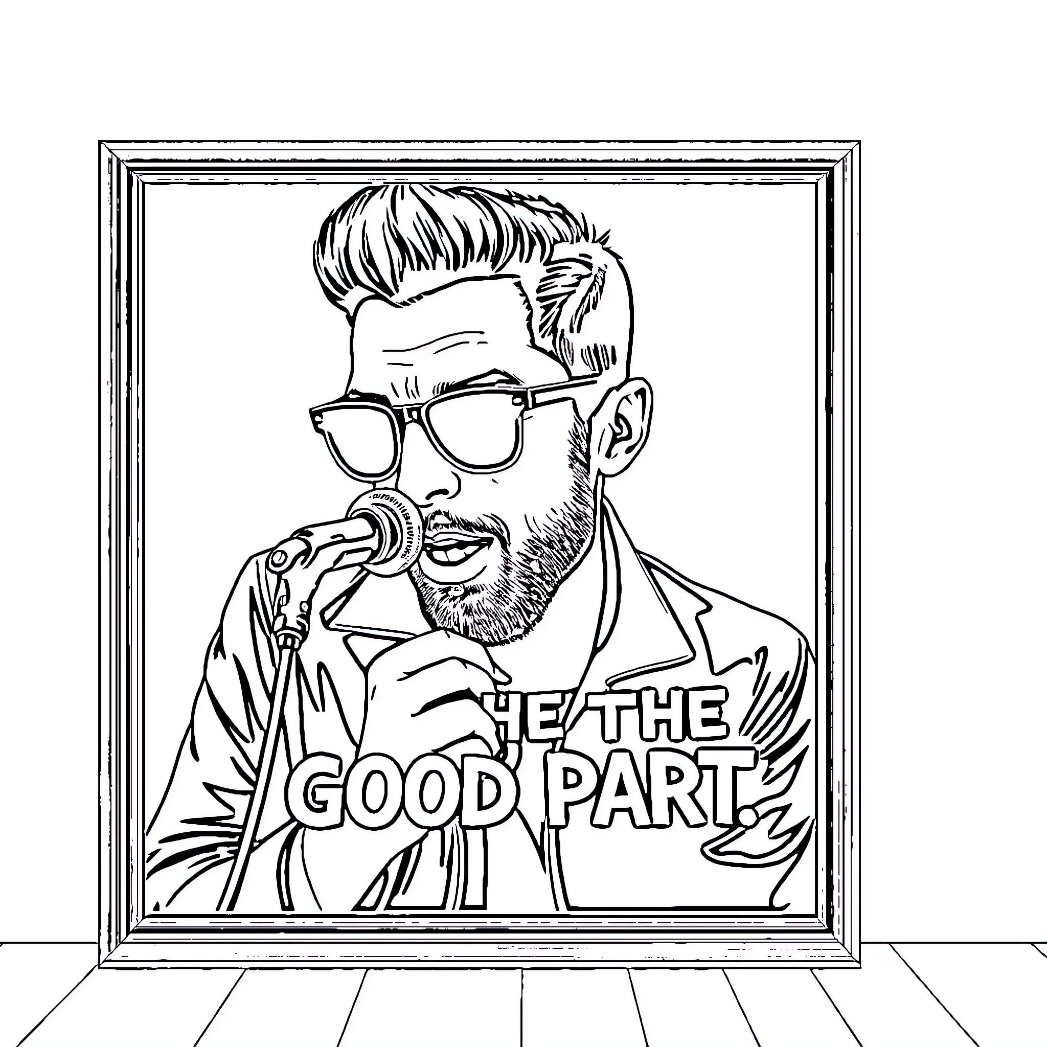 Album of a stylish man in portrait Coloring Page (free black-and-white line drawing printable PDF for all, from beginners to advanced learners, including children, teens, adults, and seniors)