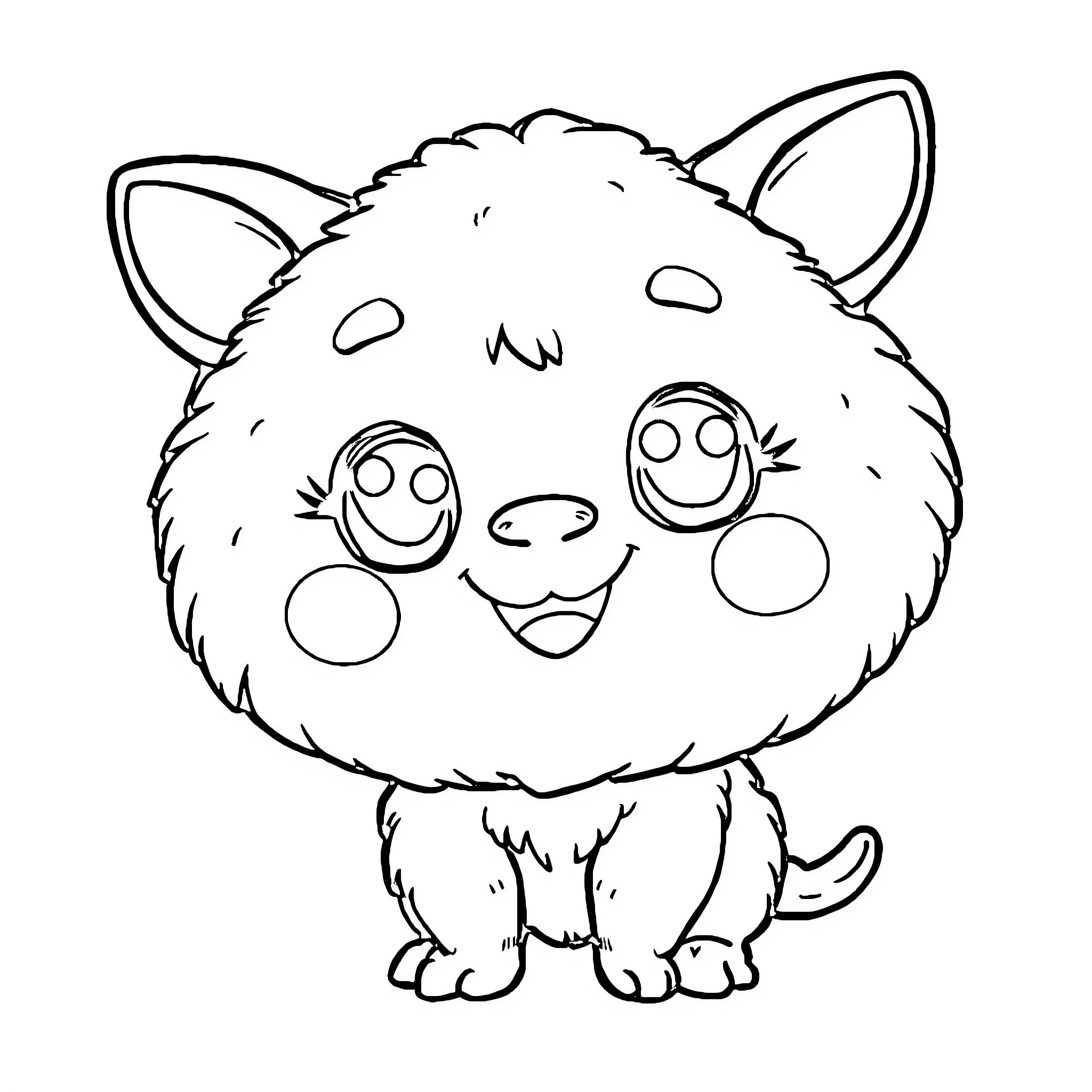 Labubu the Adorable Fluffy Puppy Coloring Page (free black-and-white line drawing printable PDF for all, from beginners to advanced learners, including children, teens, adults, and seniors)