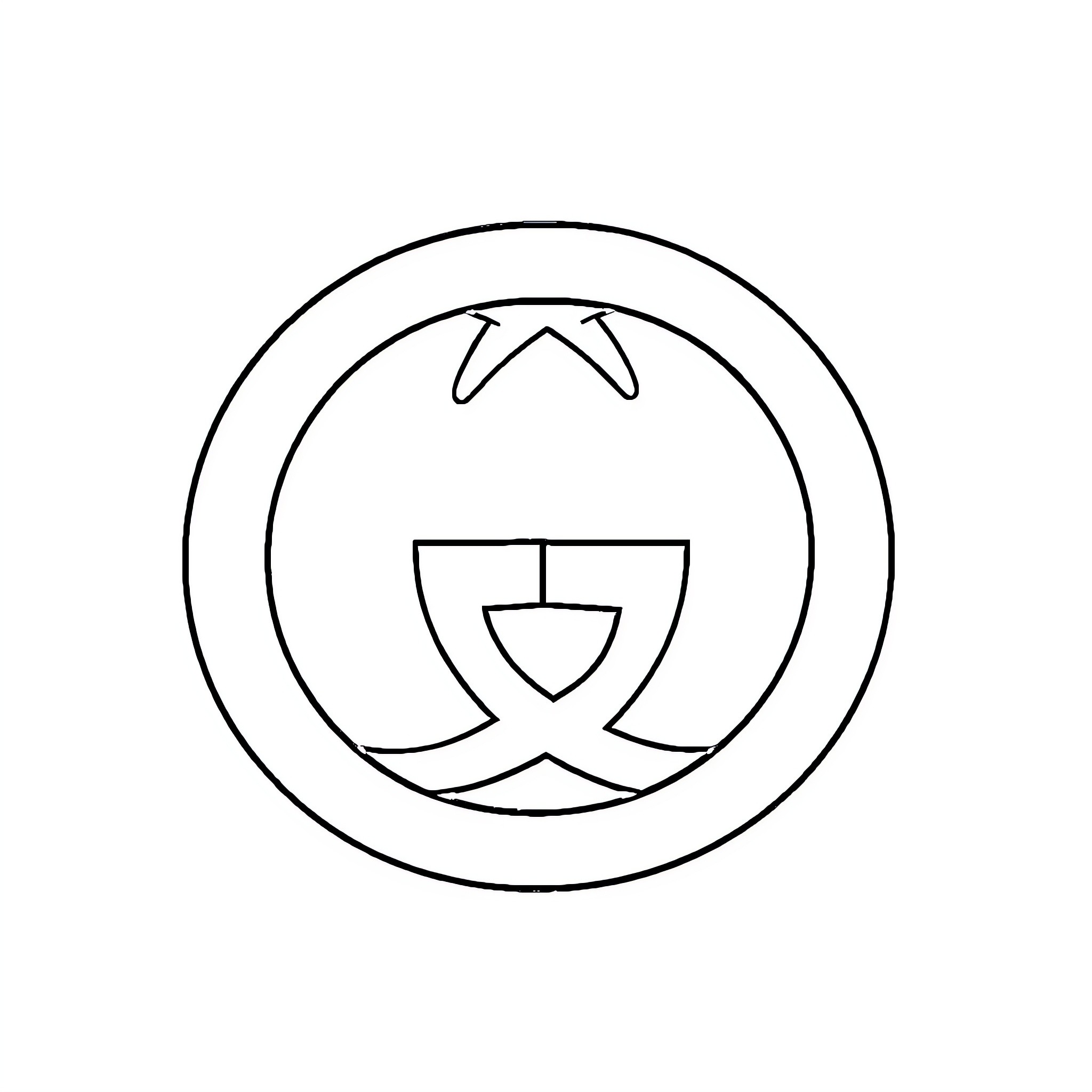 Gucci logo in minimalist black and white Coloring Page (free black-and-white line drawing printable PDF for all, from beginners to advanced learners, including children, teens, adults, and seniors)