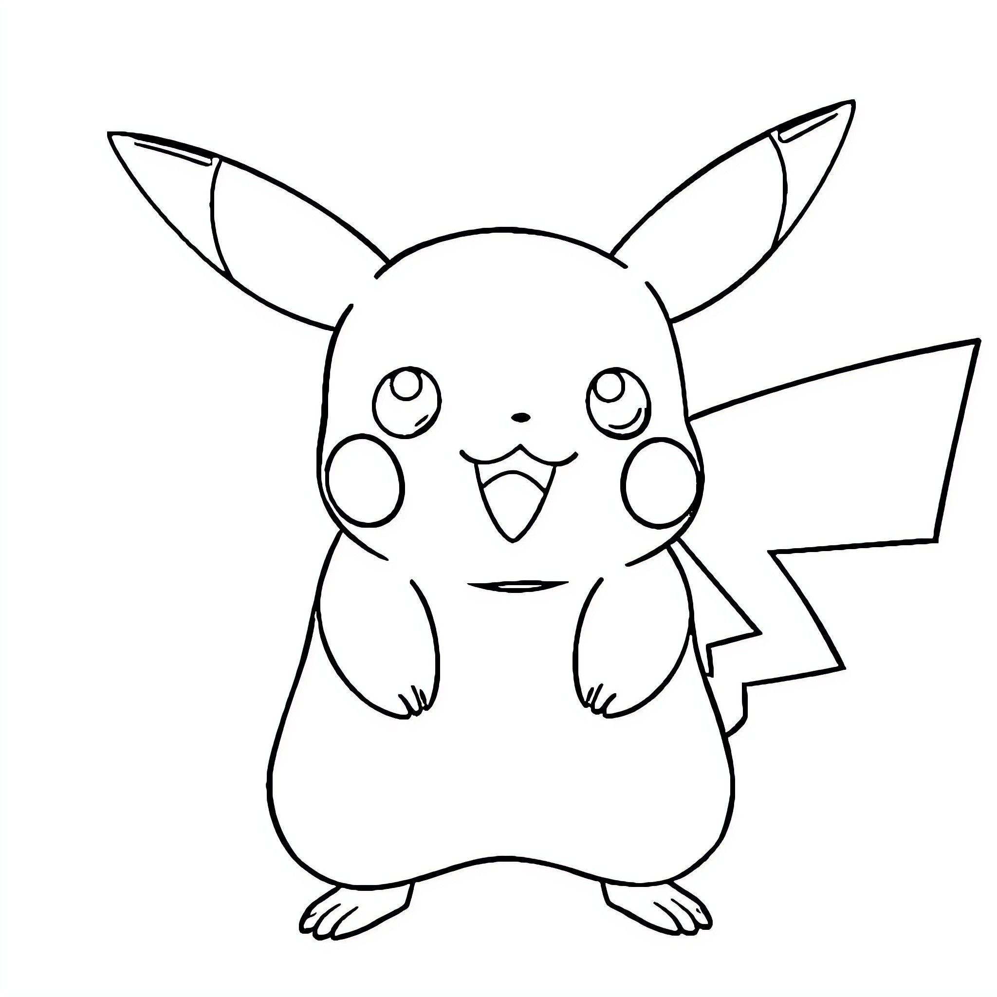 Pikachu making a surprised expression Coloring Page (free black-and-white line drawing printable PDF for all, from beginners to advanced learners, including children, teens, adults, and seniors)