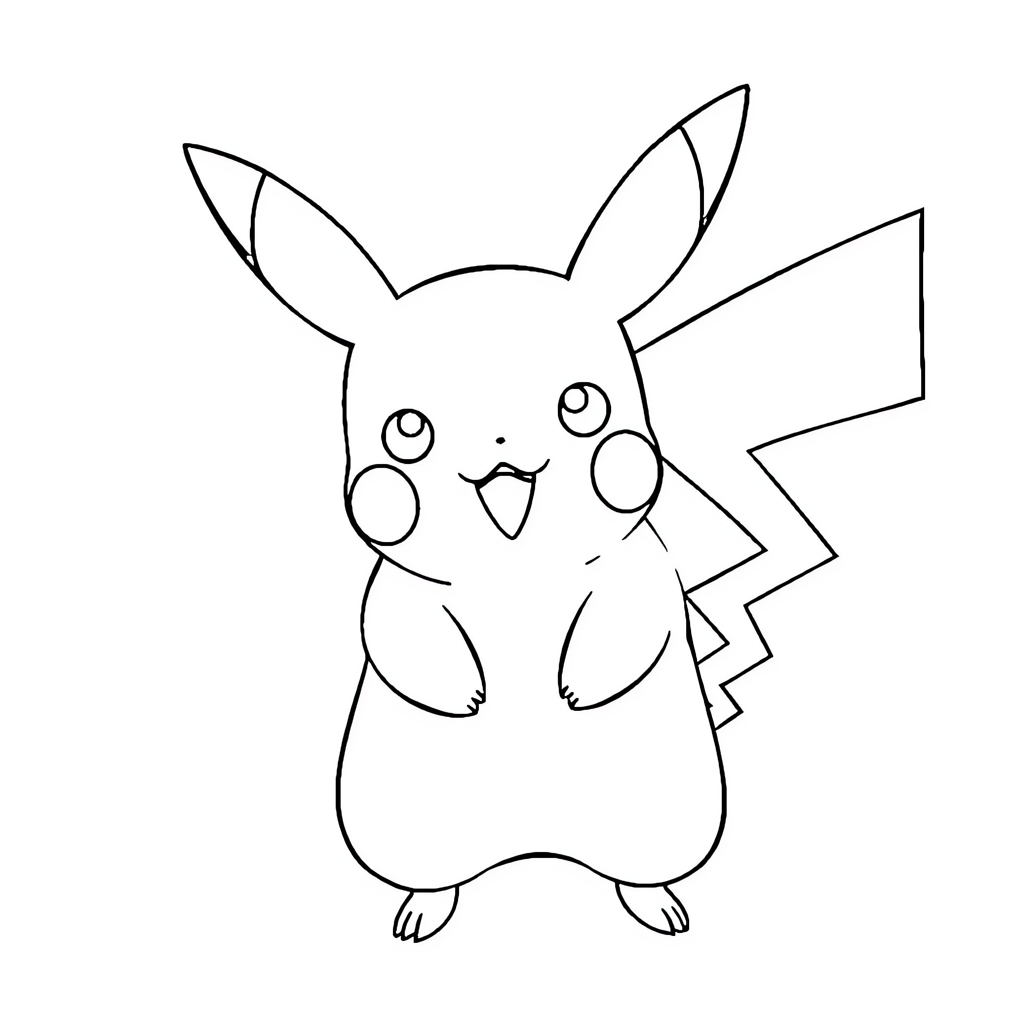 Pikachu the cute and friendly Pokemon Coloring Page (free black-and-white line drawing printable PDF for all, from beginners to advanced learners, including children, teens, adults, and seniors)