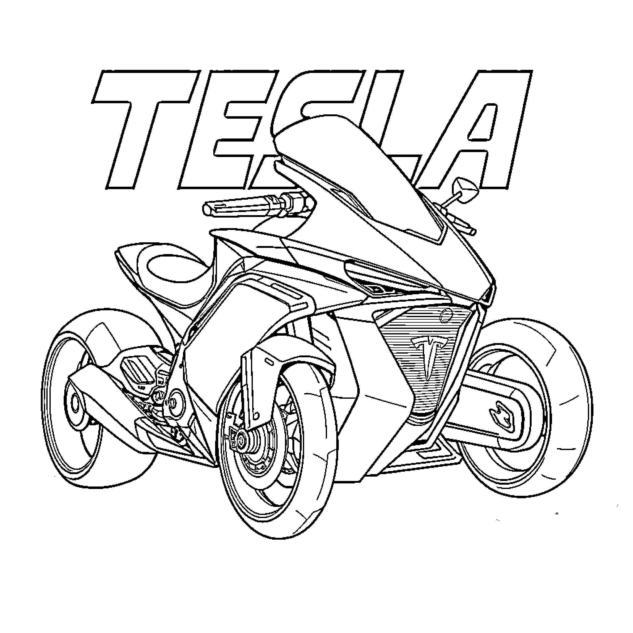 Vehicle with futuristic motorcycle design Coloring Page (free black-and-white line drawing printable PDF for all, from beginners to advanced learners, including children, teens, adults, and seniors)