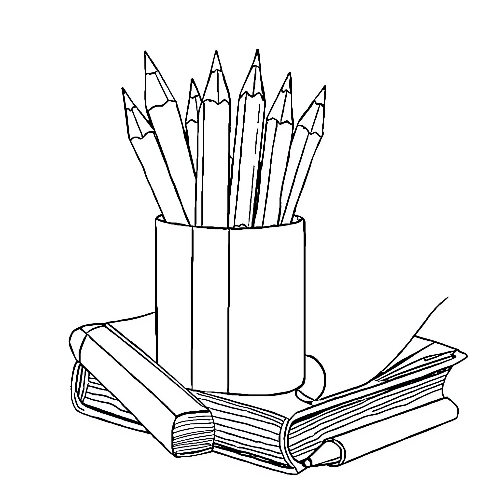 Red Objects Grouped on School Supplies Coloring Page (free black-and-white line drawing printable PDF for all, from beginners to advanced learners, including children, teens, adults, and seniors)