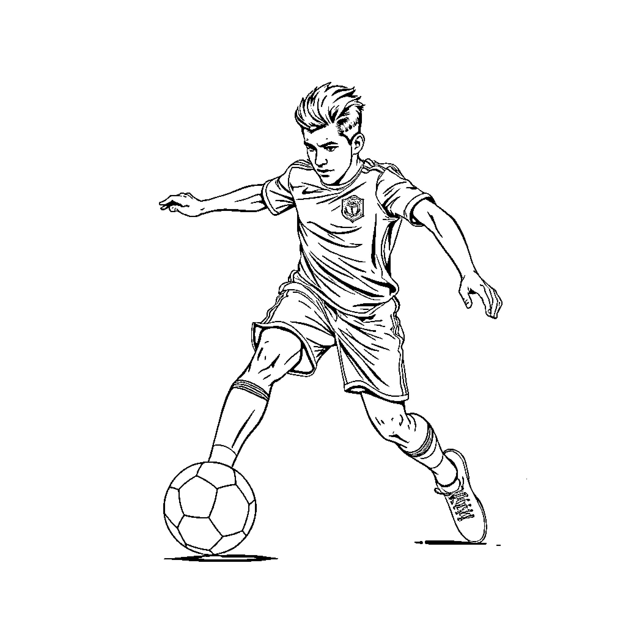 Handball Player Dribbling the Ball Aggressively Coloring Page (free black-and-white line drawing printable PDF for all, from beginners to advanced learners, including children, teens, adults, and seniors)