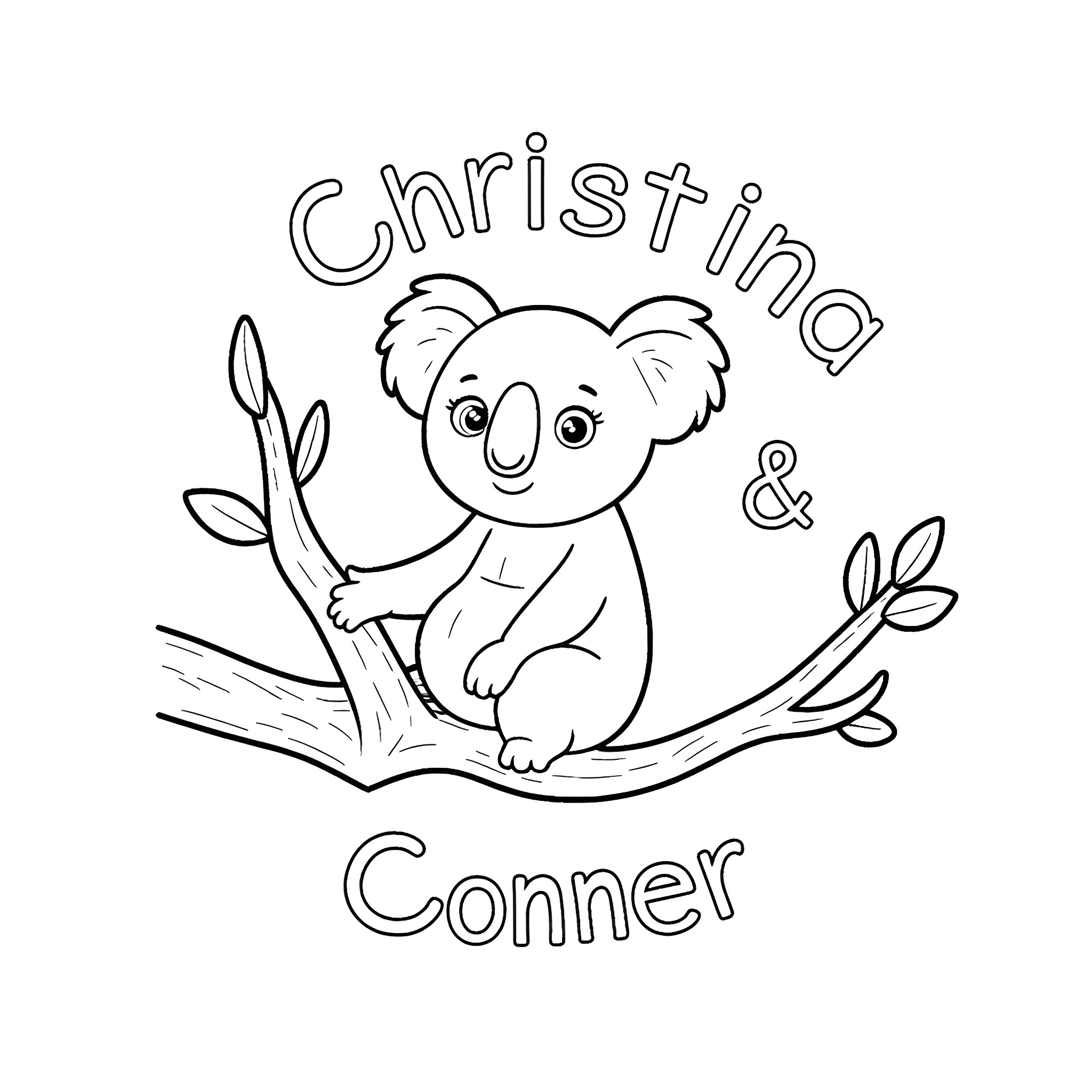 Koala enjoying the outdoors Coloring Page (free black-and-white line drawing printable PDF for all, from beginners to advanced learners, including children, teens, adults, and seniors)